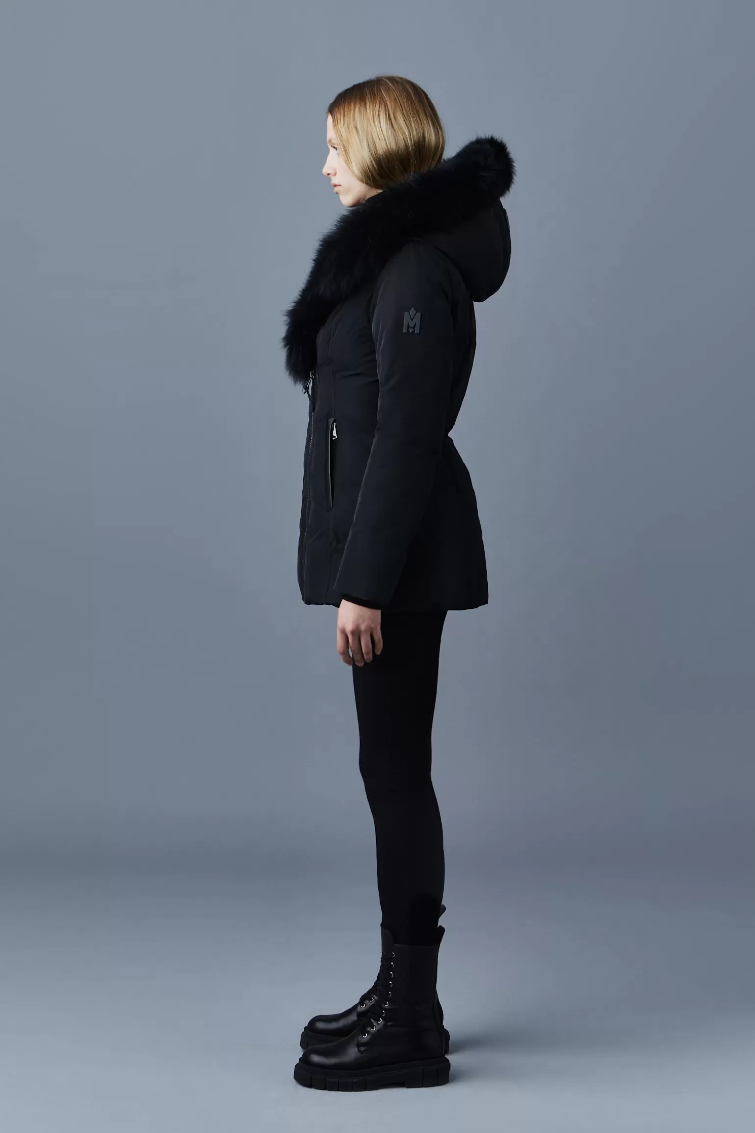 Mackage ADALI Down coat with blue fox fur Signature Collar Black Sale