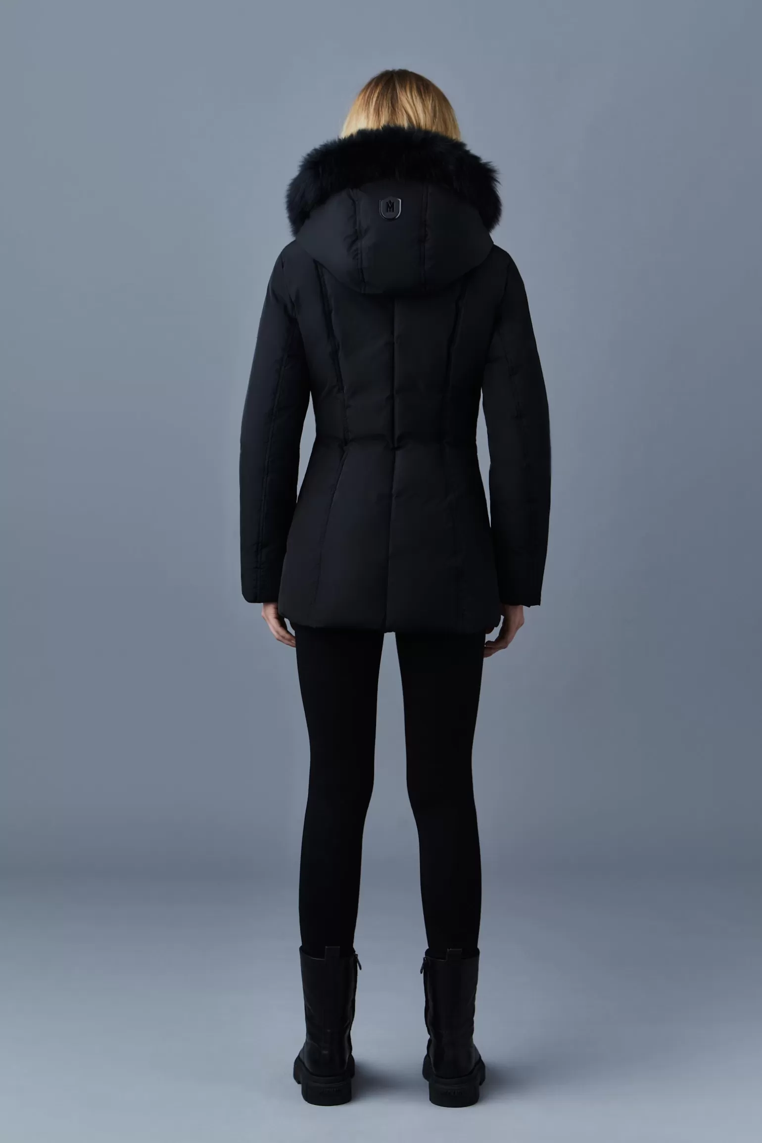 Mackage ADALI Down coat with blue fox fur Signature Collar Black Sale