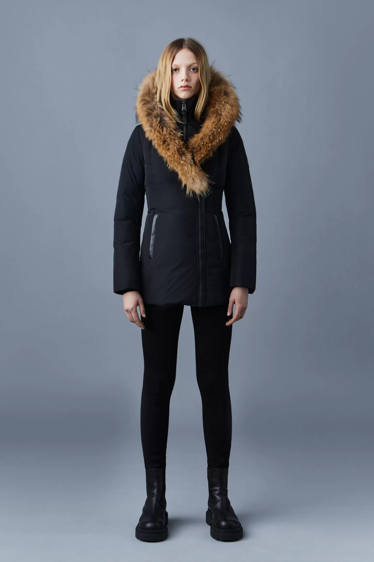 Mackage ADALI down coat with natural fur Signature Collar Black Sale