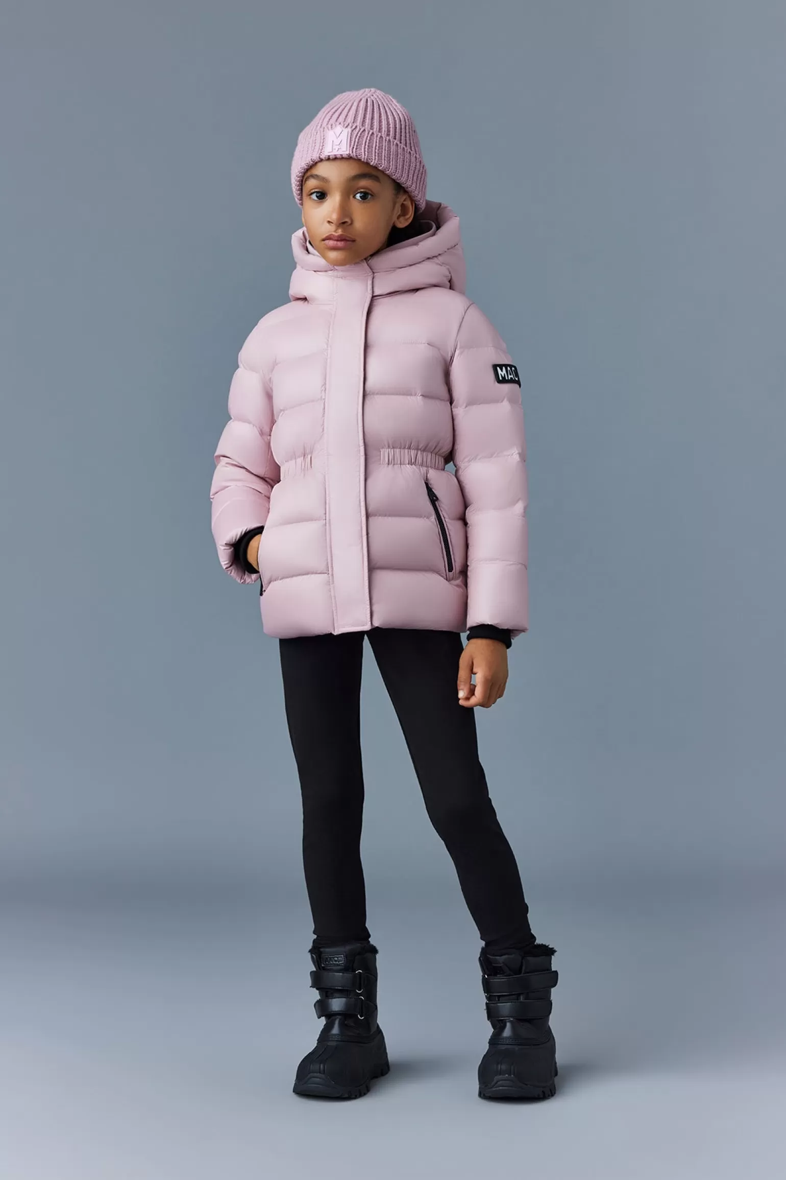 Mackage ALANNIS Lustrous Medium down parka with hood for kids (8-14 years) Rose Outlet