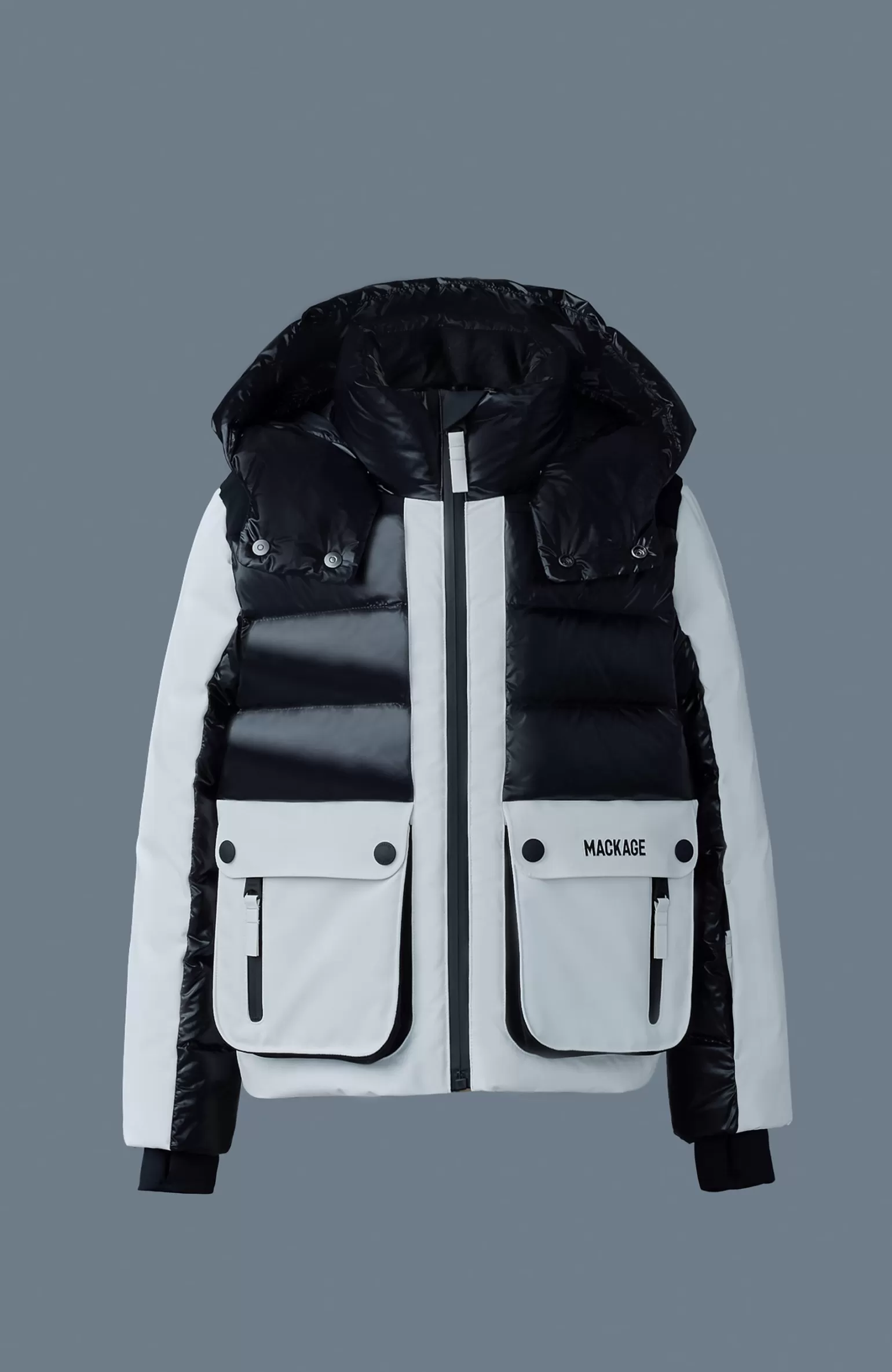 Mackage ANDRE Mixed-media down ski jacket for kids (8-14 years) Black-White Clearance