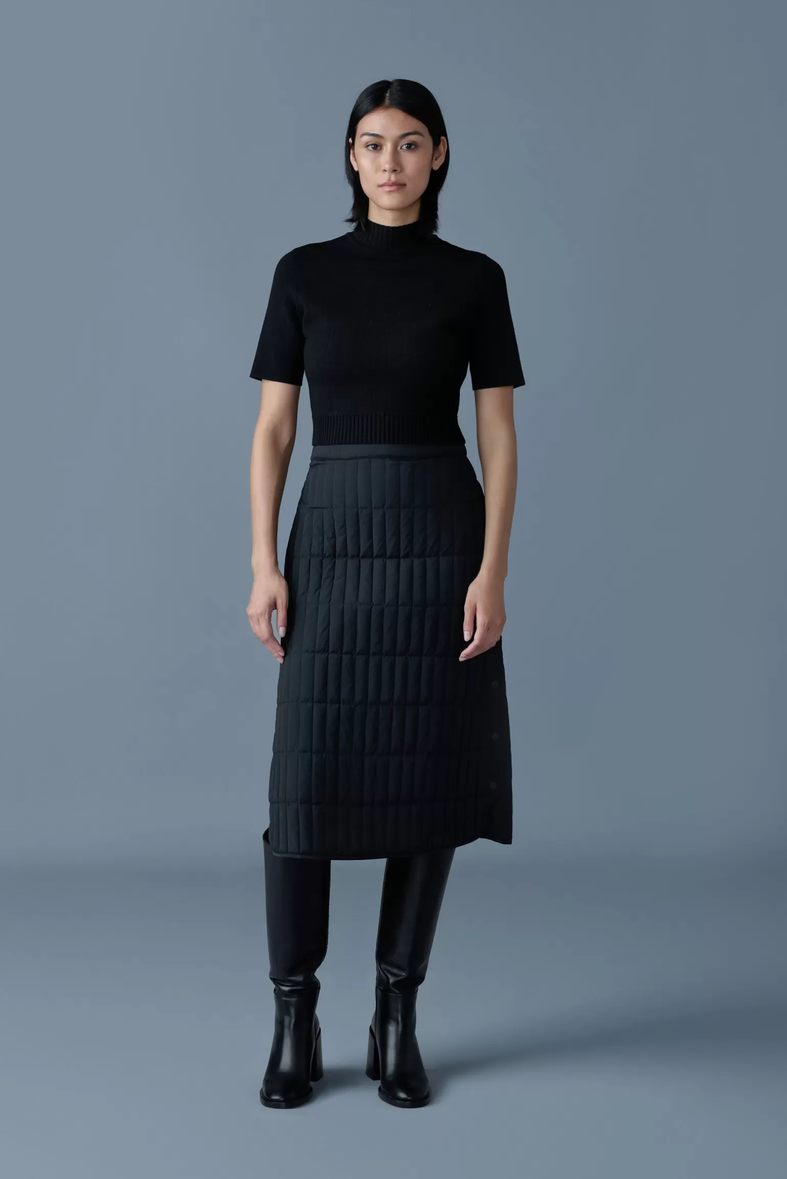 Mackage ANJA Vertical quilted down midi skirt Black Flash Sale