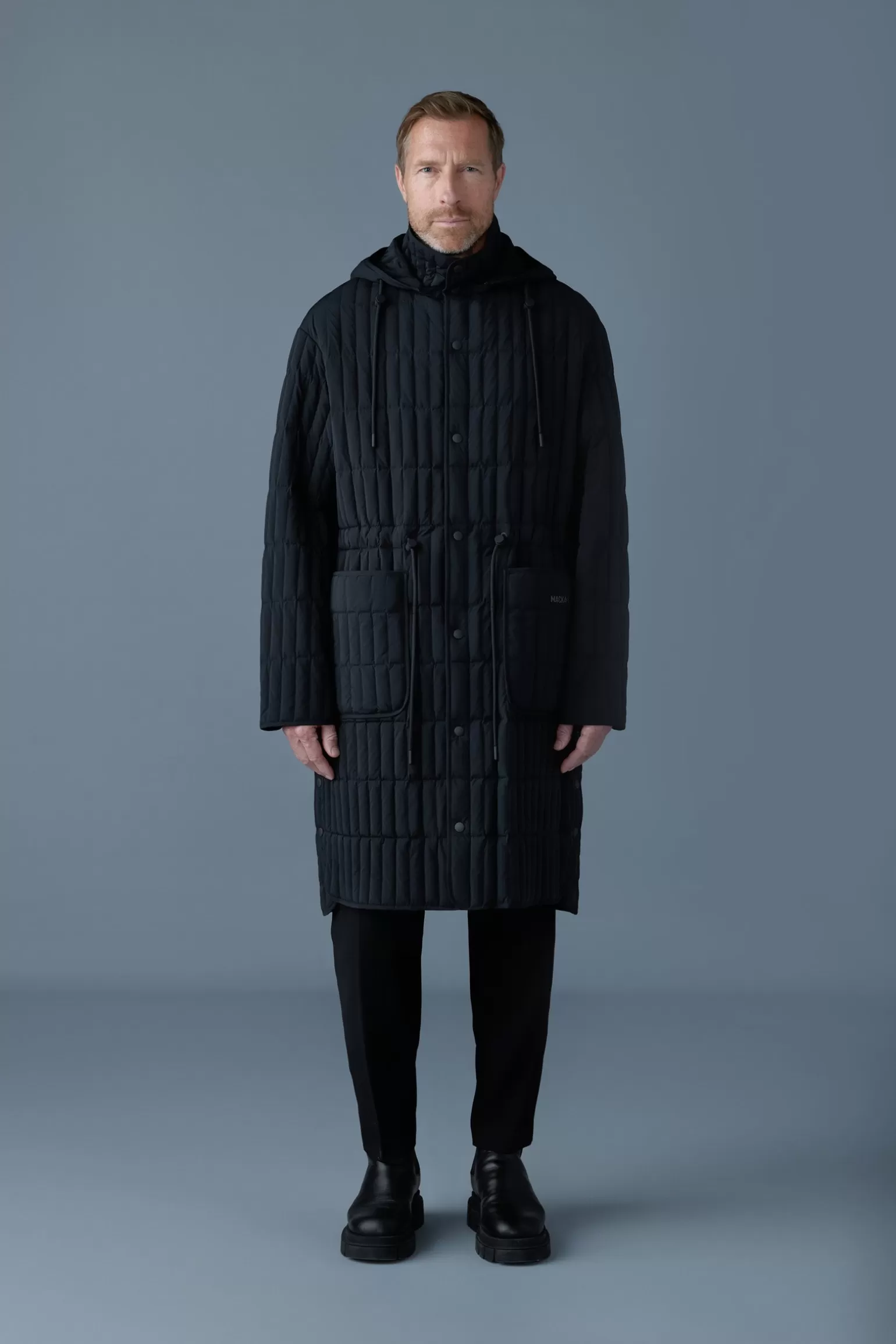 Mackage ASHER Light down vertical quilted coat Black Sale