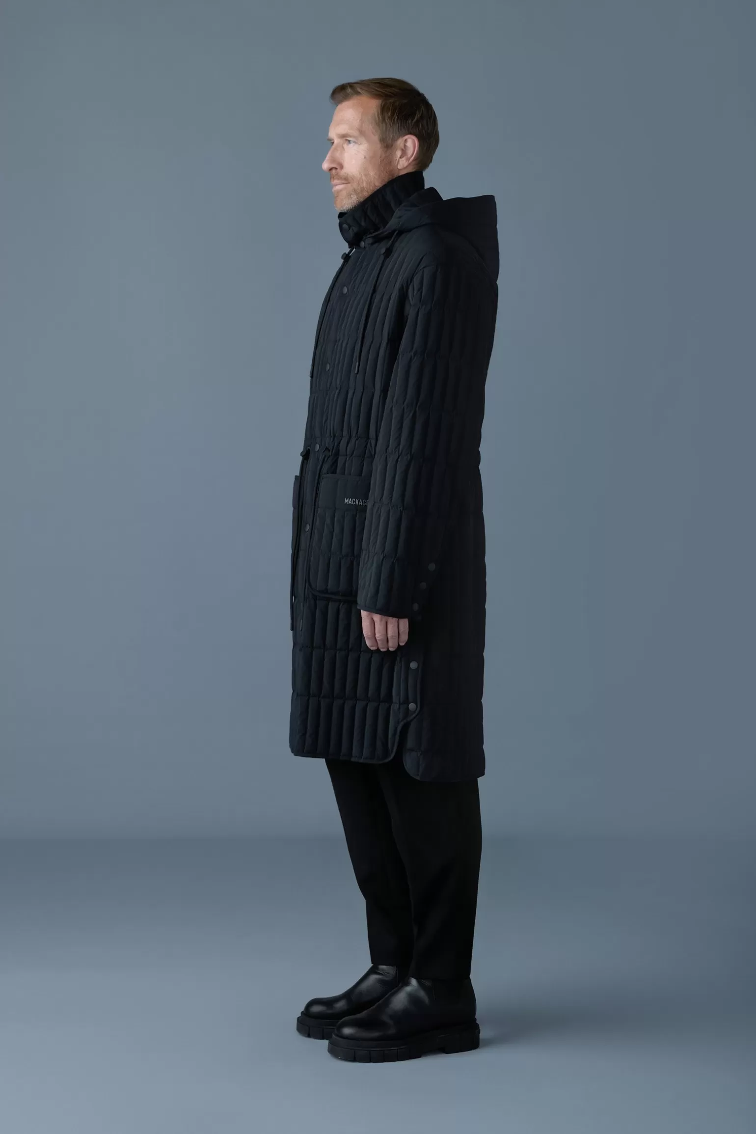 Mackage ASHER Light down vertical quilted coat Black Sale