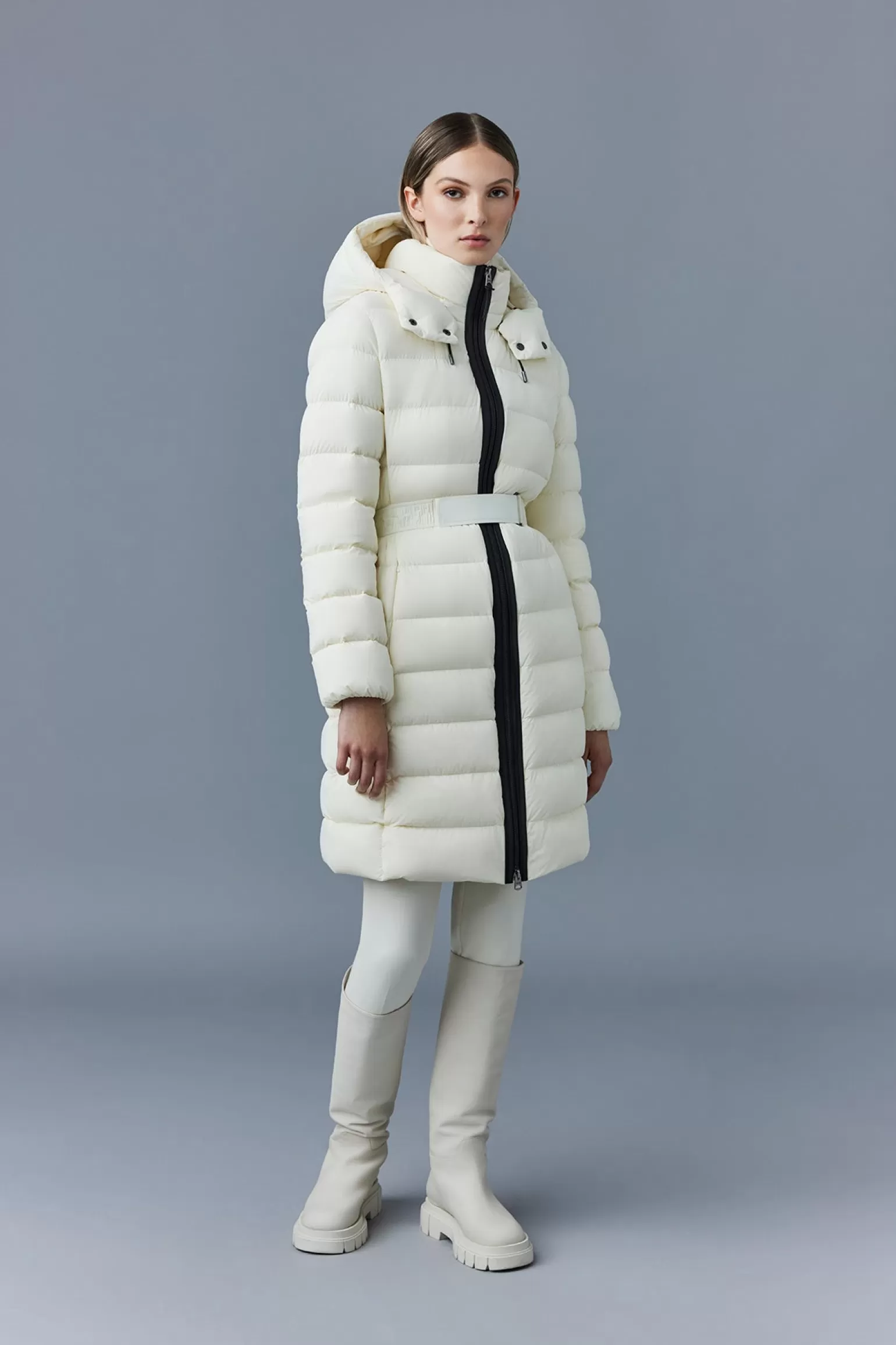 Mackage ASHLEY stretch light down with removable hood Cream Clearance