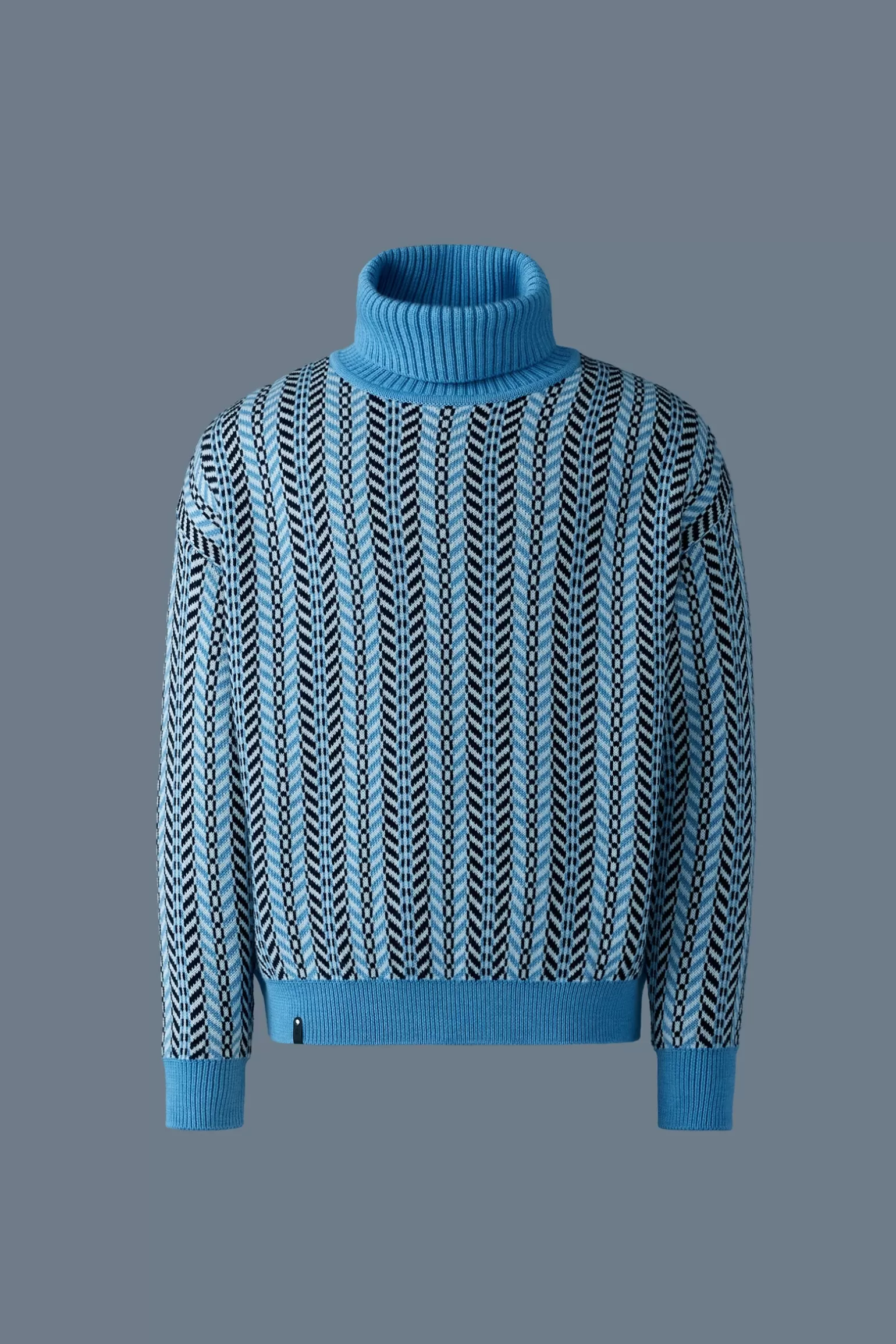 Mackage ASTOR-CK Jacquard chain-knit wool sweater SkyBlue Flash Sale