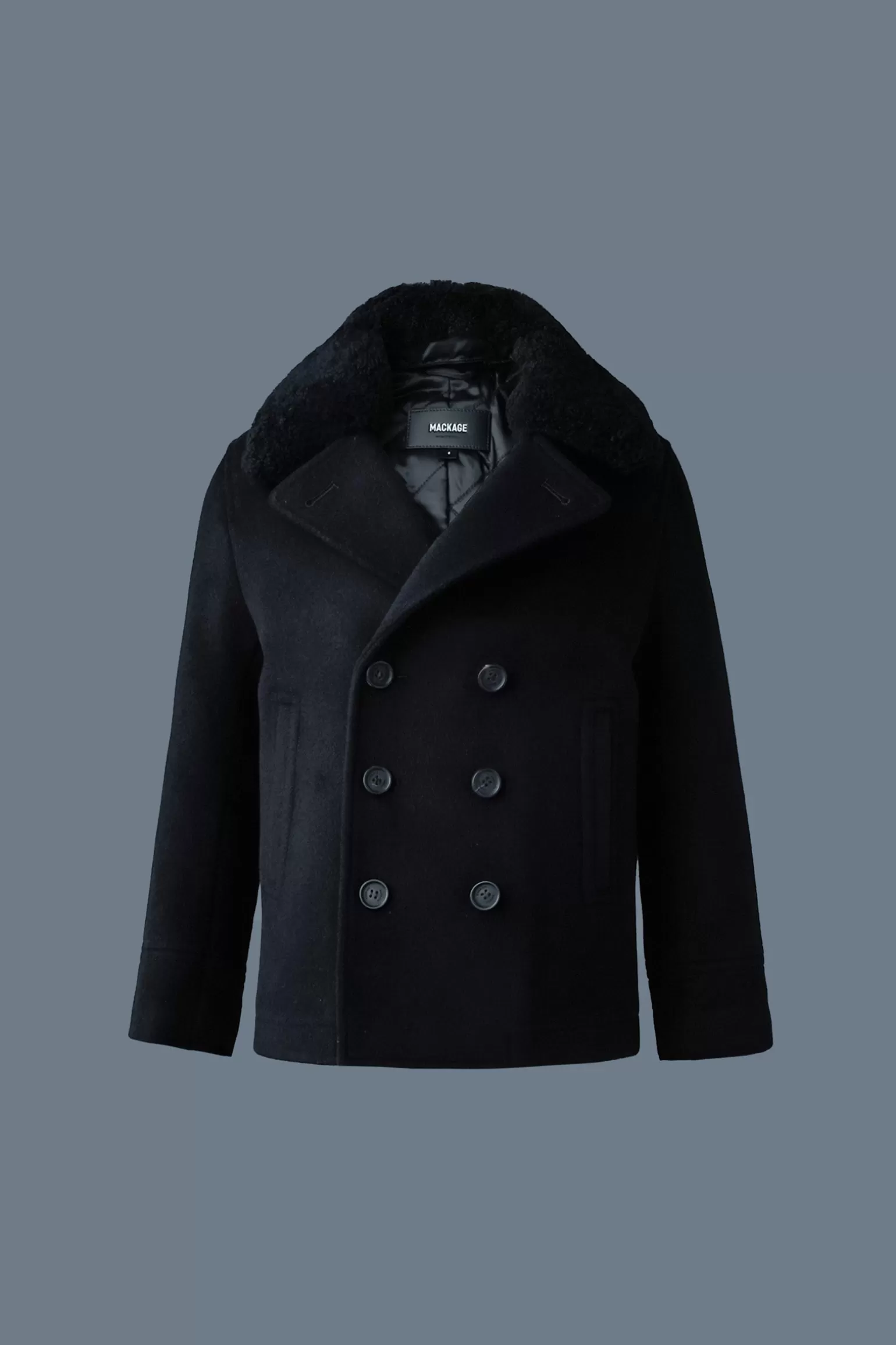 Mackage CAMDEN-T Wool Peacoat with shearling collar for toddlers (2-6 years) Black Clearance