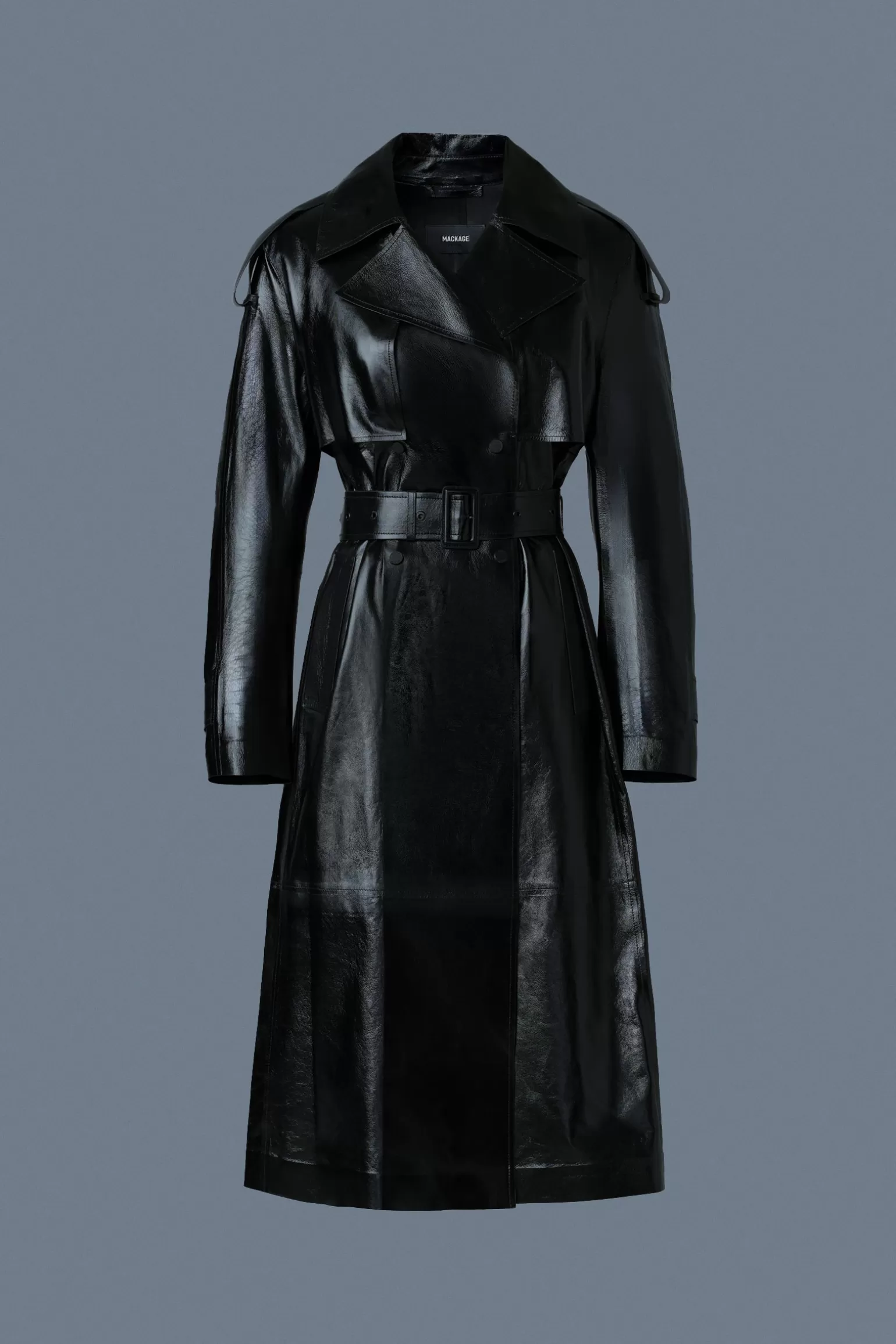 Mackage CARMELA Leather Trench with Belt Black Fashion