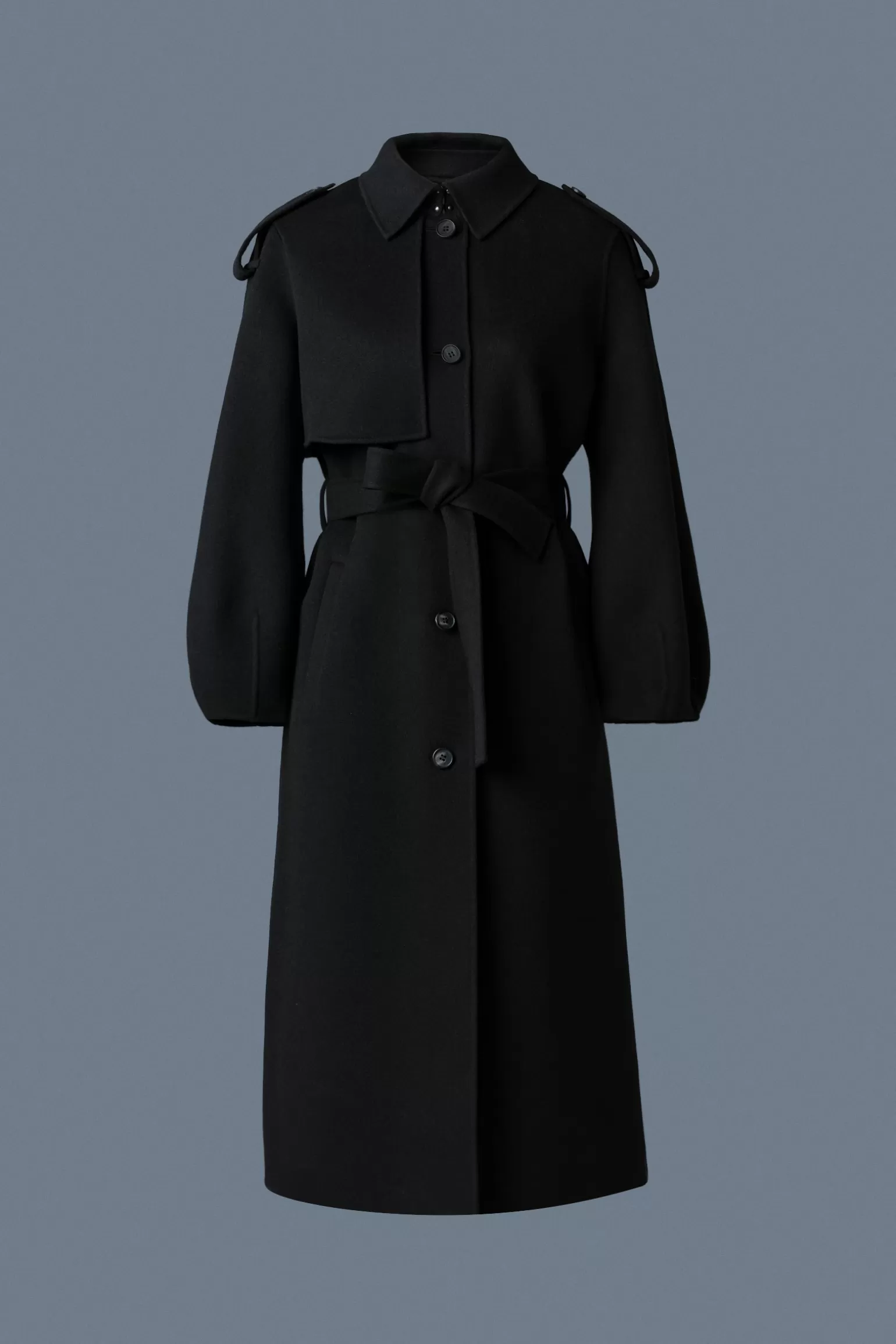 Mackage CEYLA Double-Face Wool Coat with Sash Belt Black Store