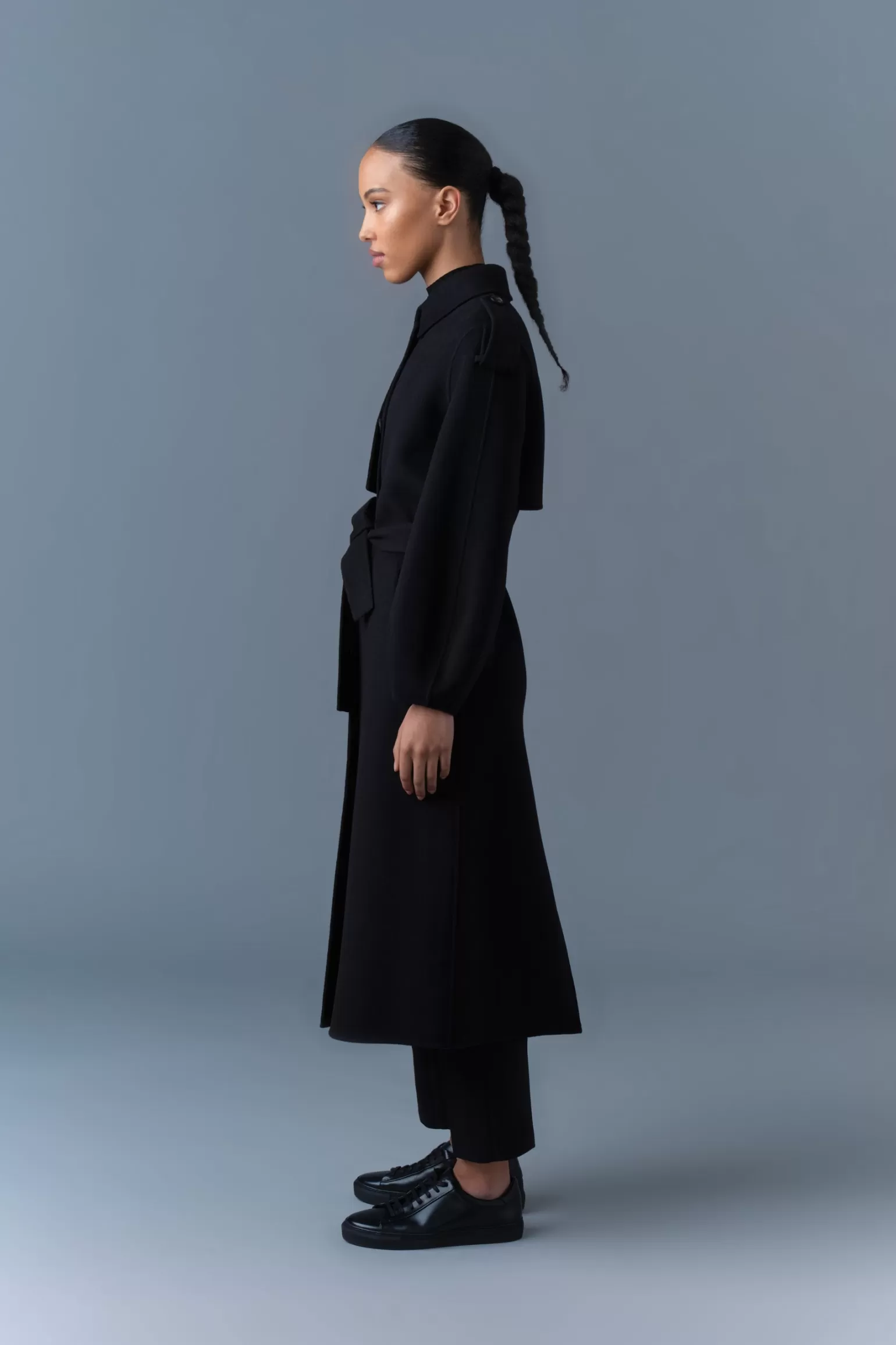 Mackage CEYLA Double-Face Wool Coat with Sash Belt Black Store