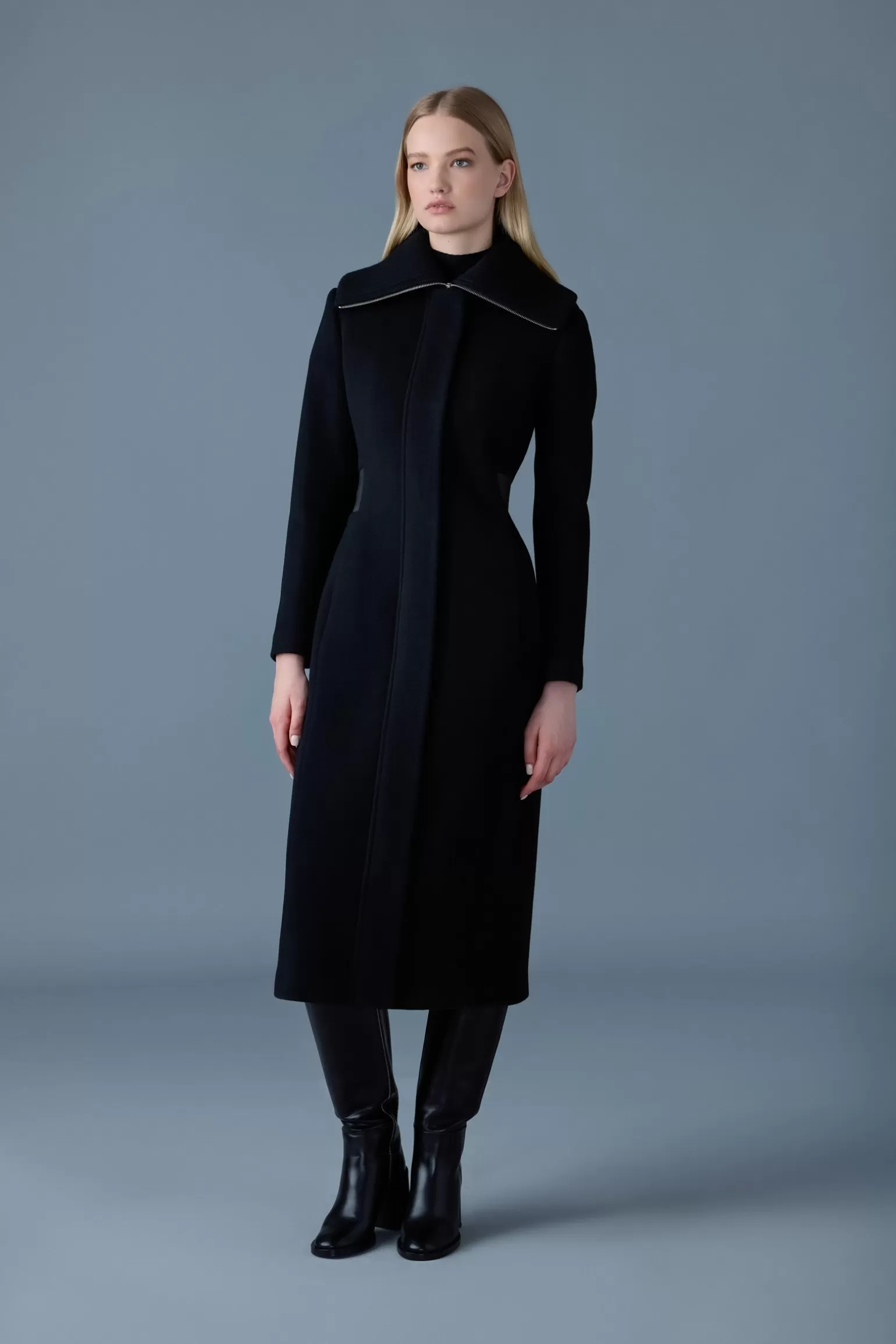 Mackage CLARICE Double-face wool coat with smocked detailing Black Fashion