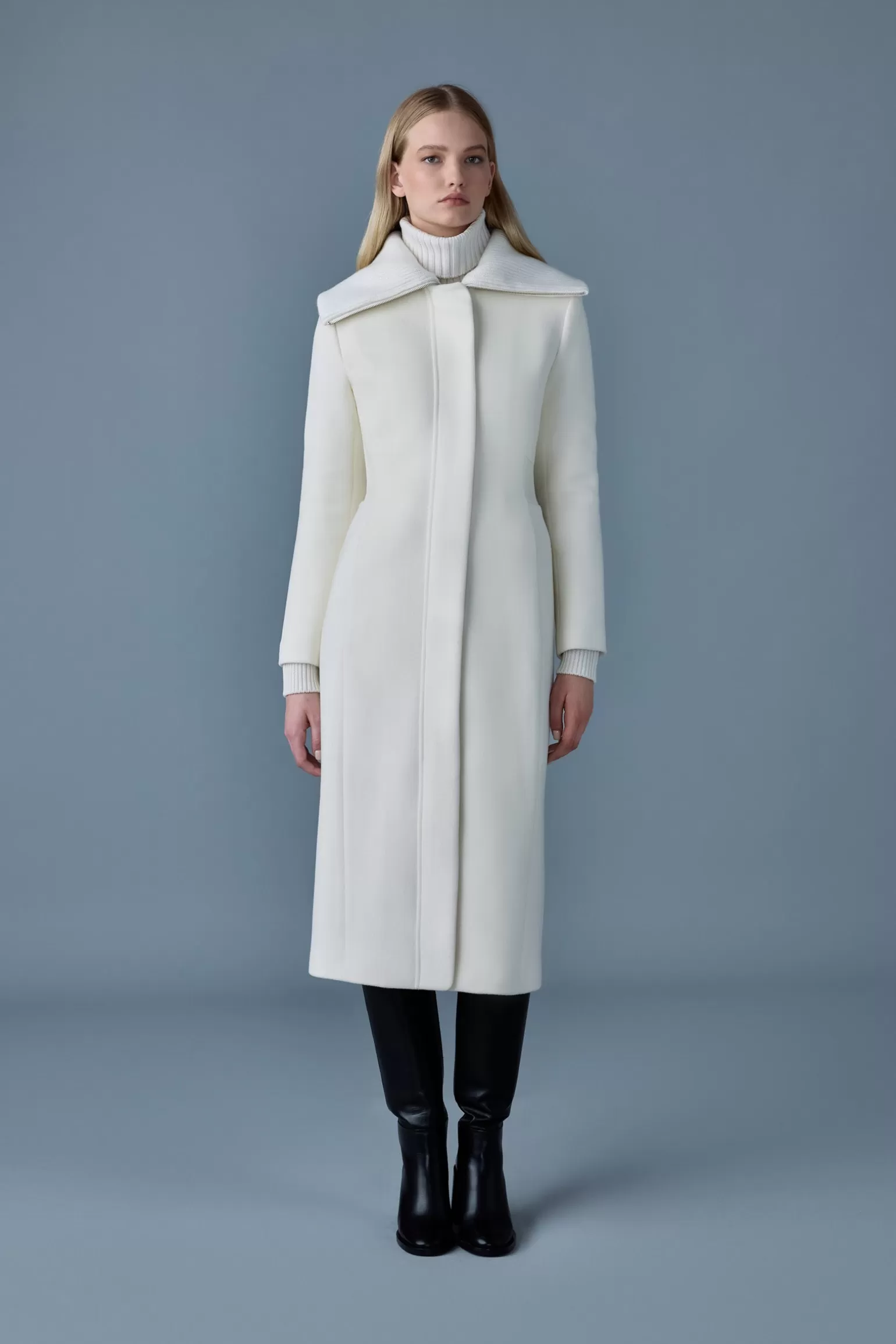 Mackage CLARICE Double-face wool coat with smocked detailing Cream Cheap