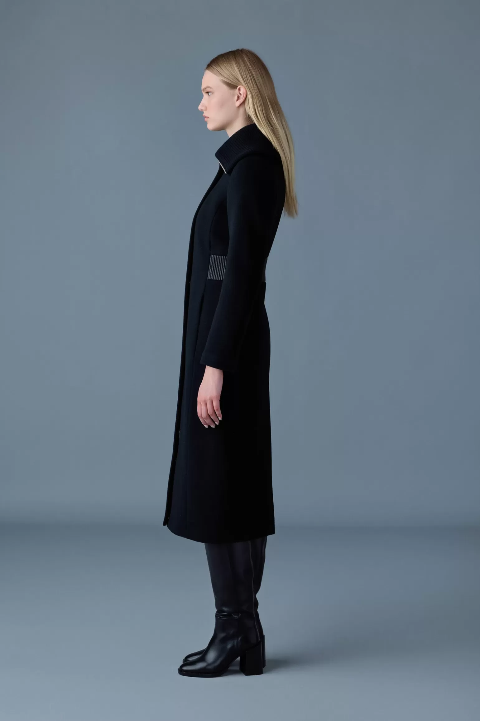 Mackage CLARICE Double-face wool coat with smocked detailing Black Fashion