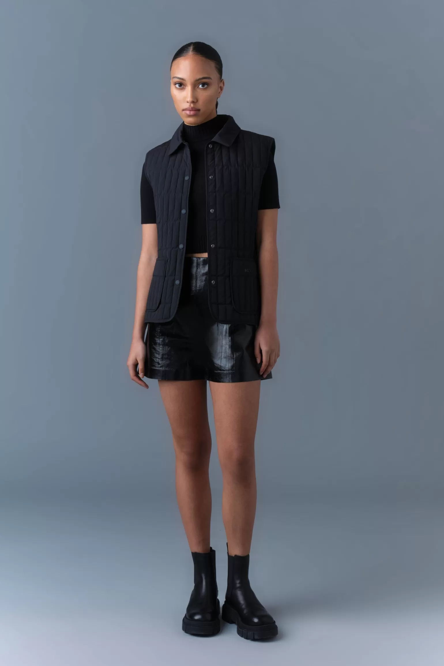 Mackage DAVA Panelled Leather Shorts Black Best