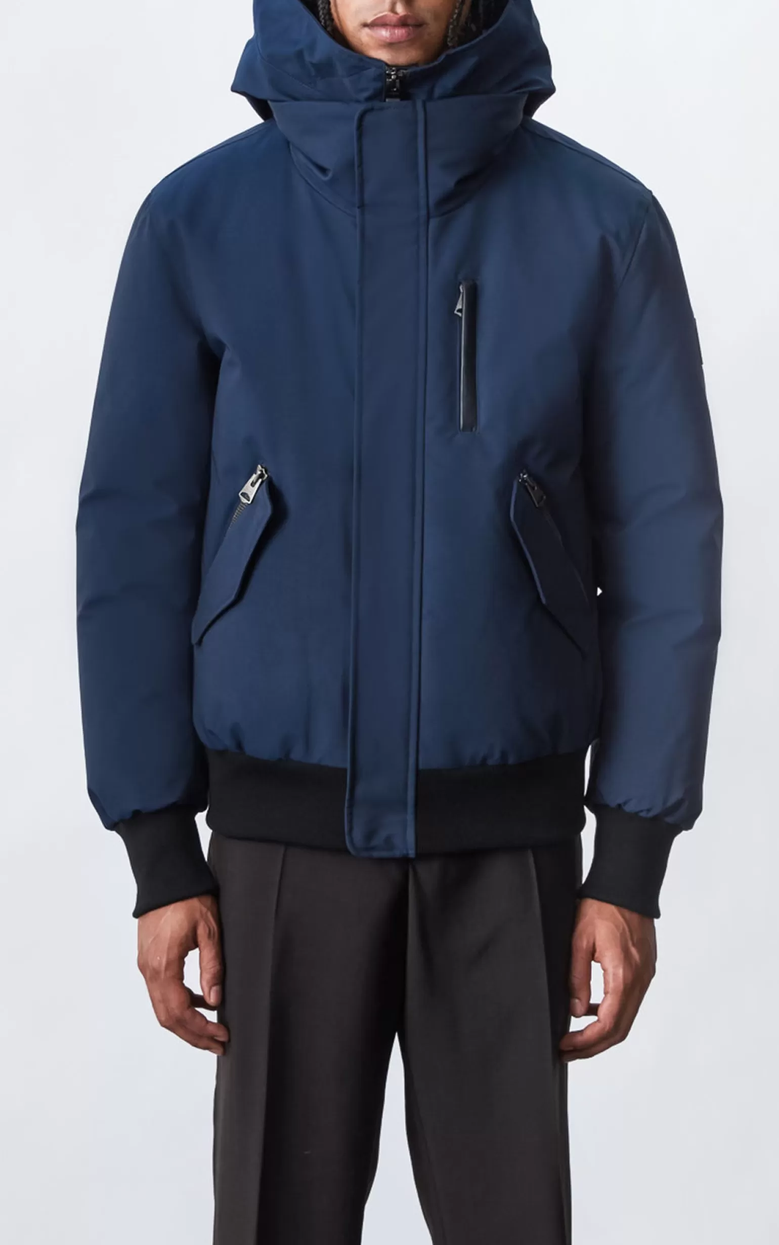 Mackage DIXON 2-In-1 down bomber jacket with hooded bib for men Navy Discount