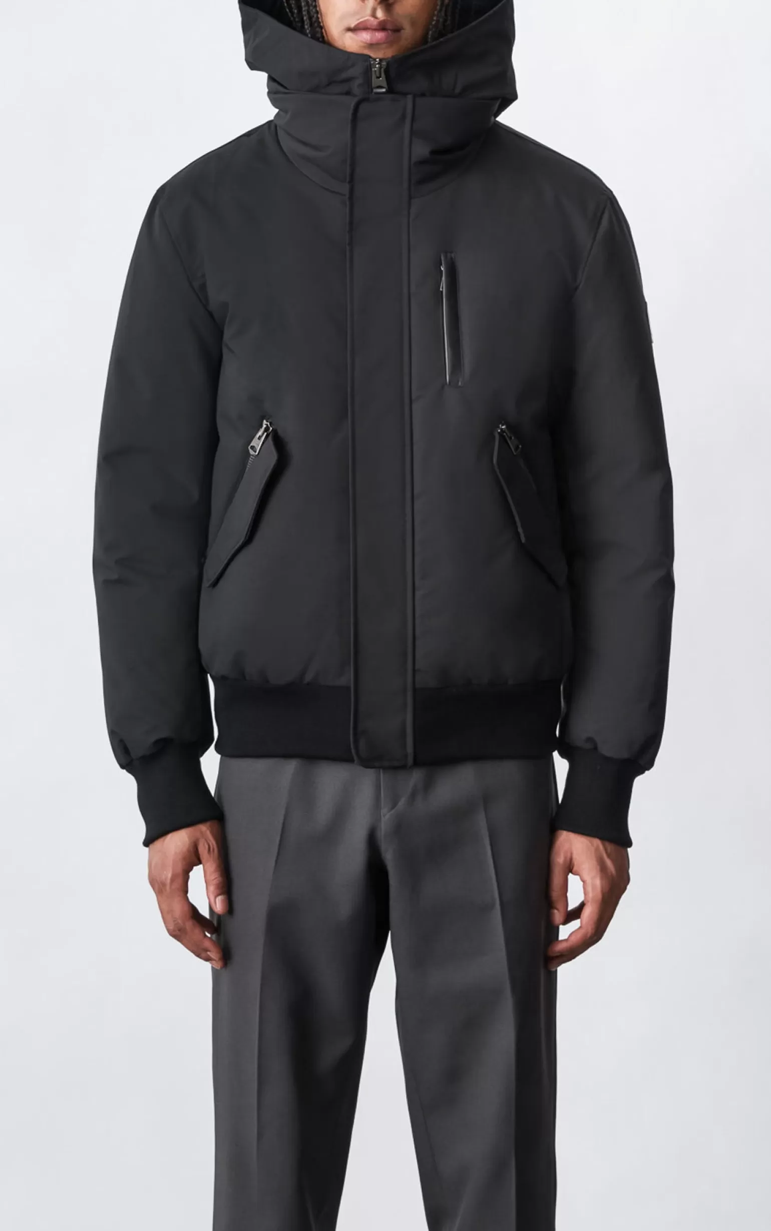 Mackage DIXON 2-In-1 down bomber jacket with hooded bib for men Black Outlet