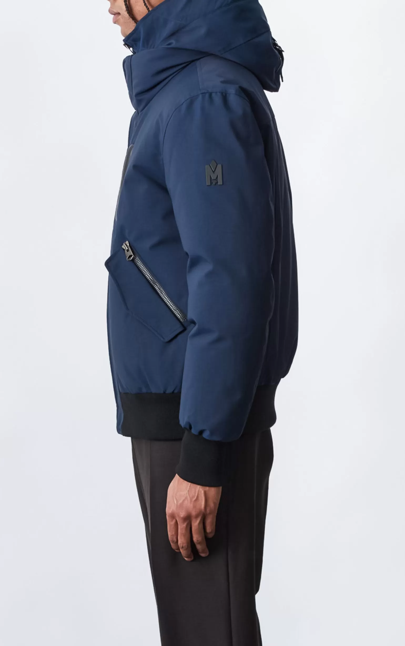 Mackage DIXON 2-In-1 down bomber jacket with hooded bib for men Navy Discount