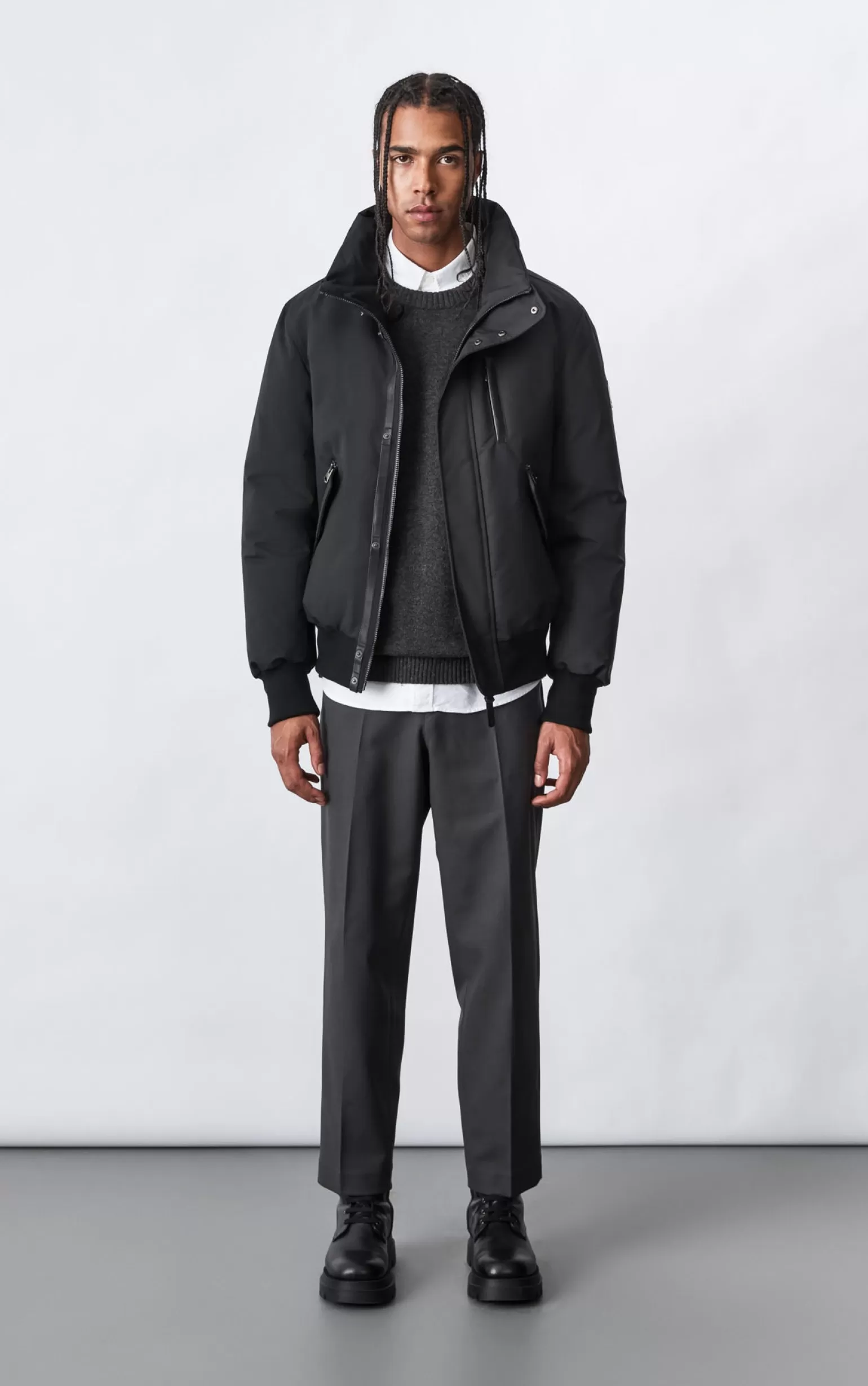 Mackage DIXON 2-In-1 down bomber jacket with hooded bib for men Black Outlet