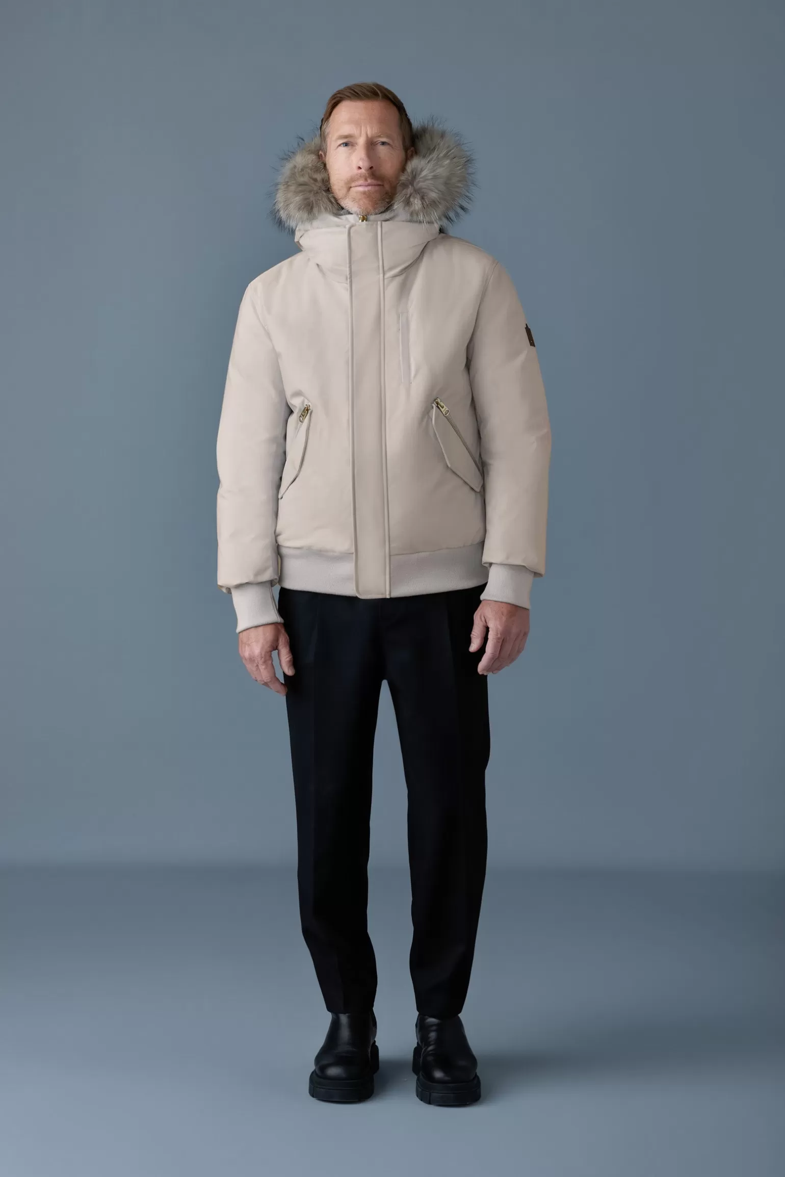 Mackage DIXON 2-in-1 Nordic Tech down bomber with natural fur Trench-Gold Hot