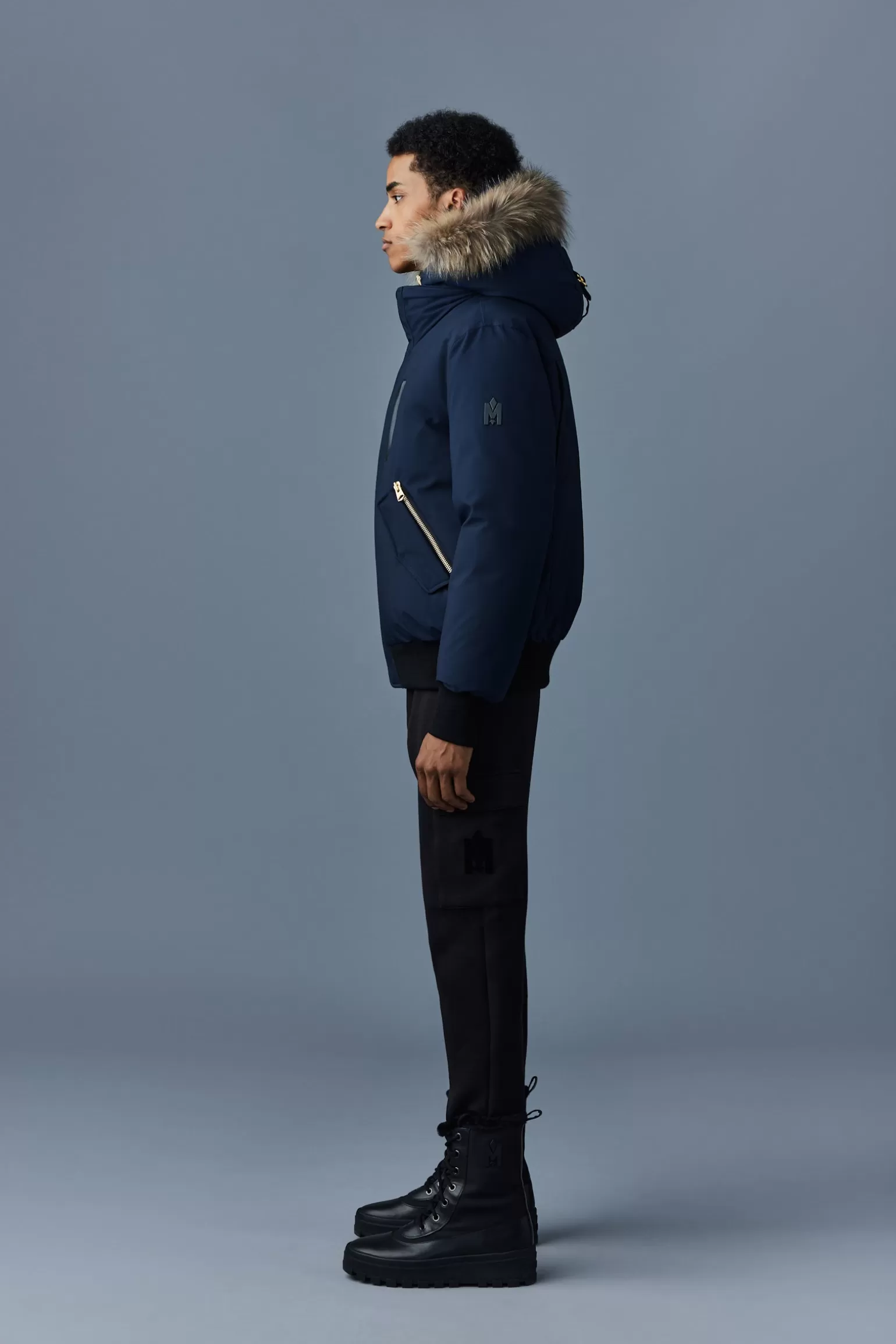 Mackage DIXON 2-in-1 Nordic Tech down bomber with natural fur Navy Best Sale