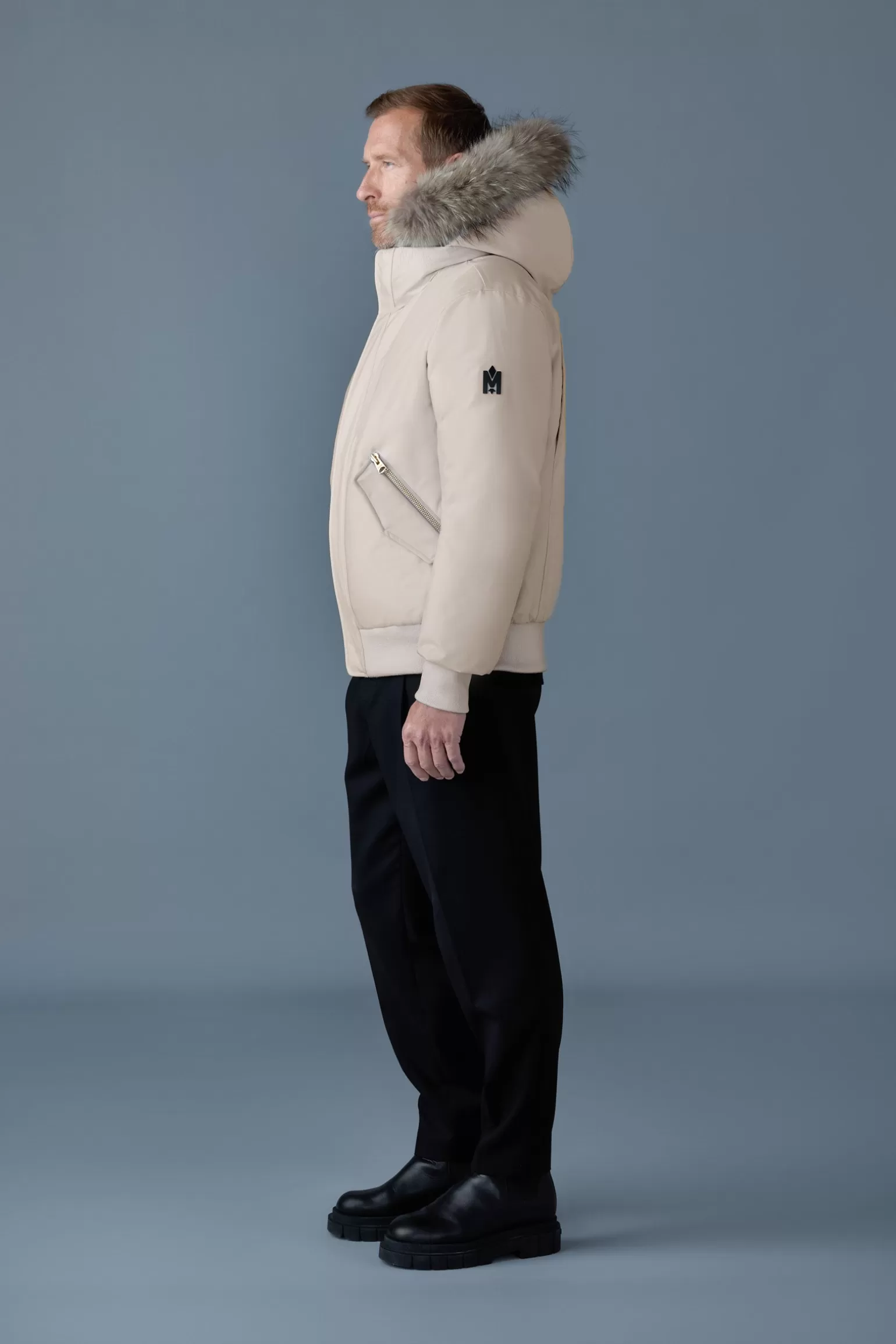 Mackage DIXON 2-in-1 Nordic Tech down bomber with natural fur Trench-Gold Hot