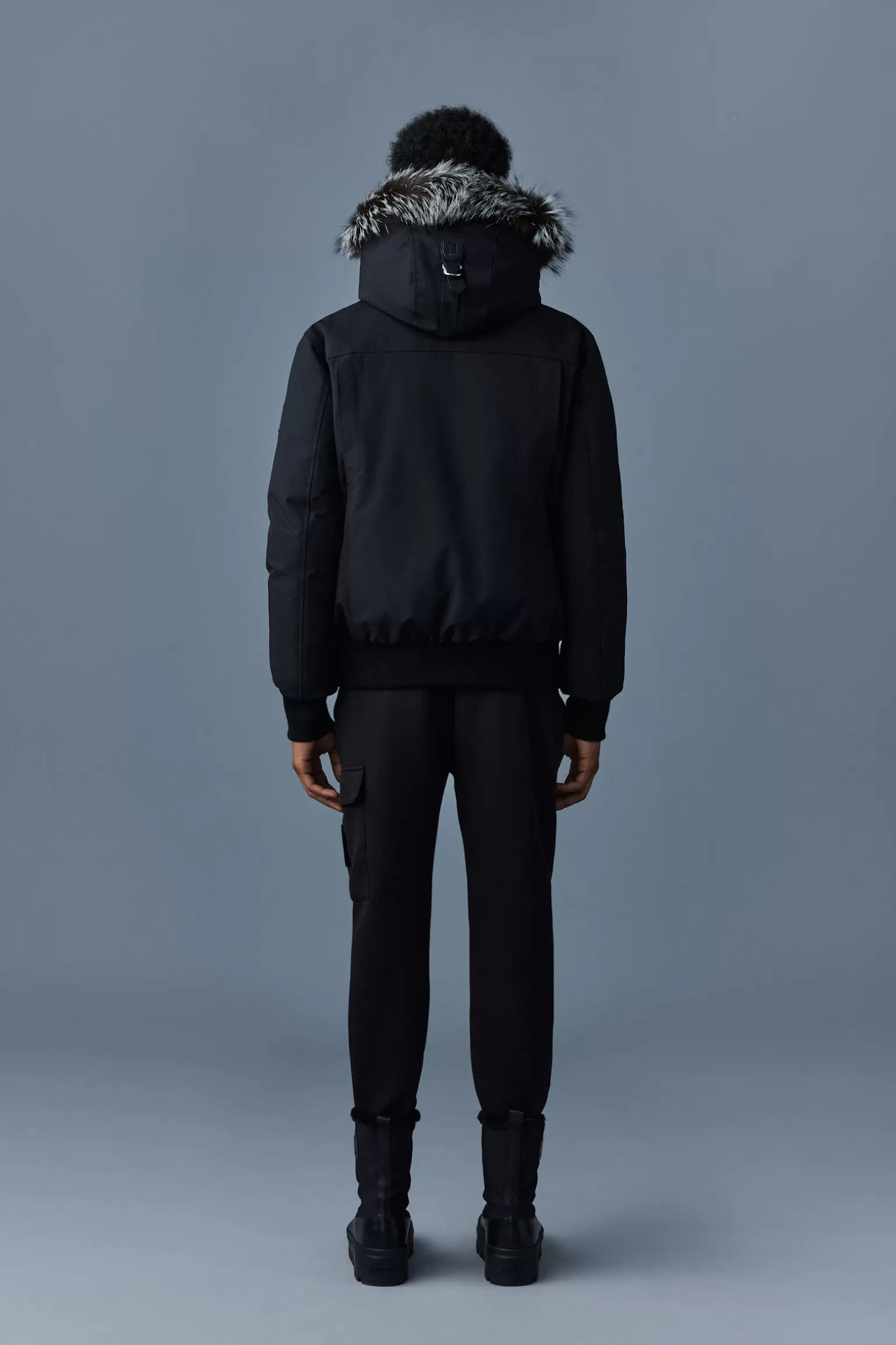 Mackage DIXON 2-in-1 Nordic Tech down bomber with silver fox fur Black-Silver Fashion
