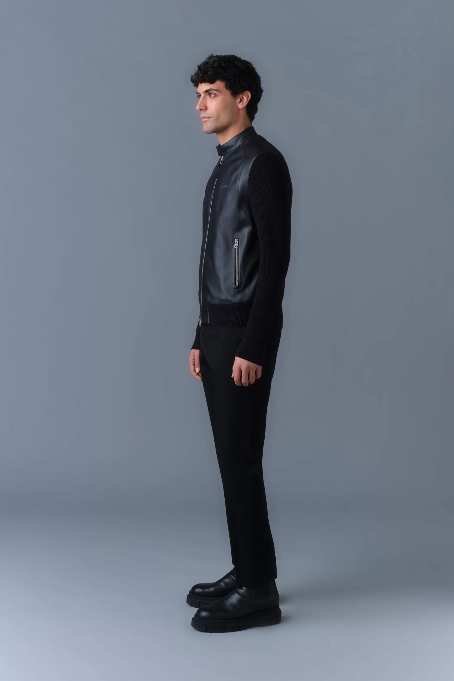 Mackage DOMINIC Knit Mixed-Media Jacket Black Best Sale