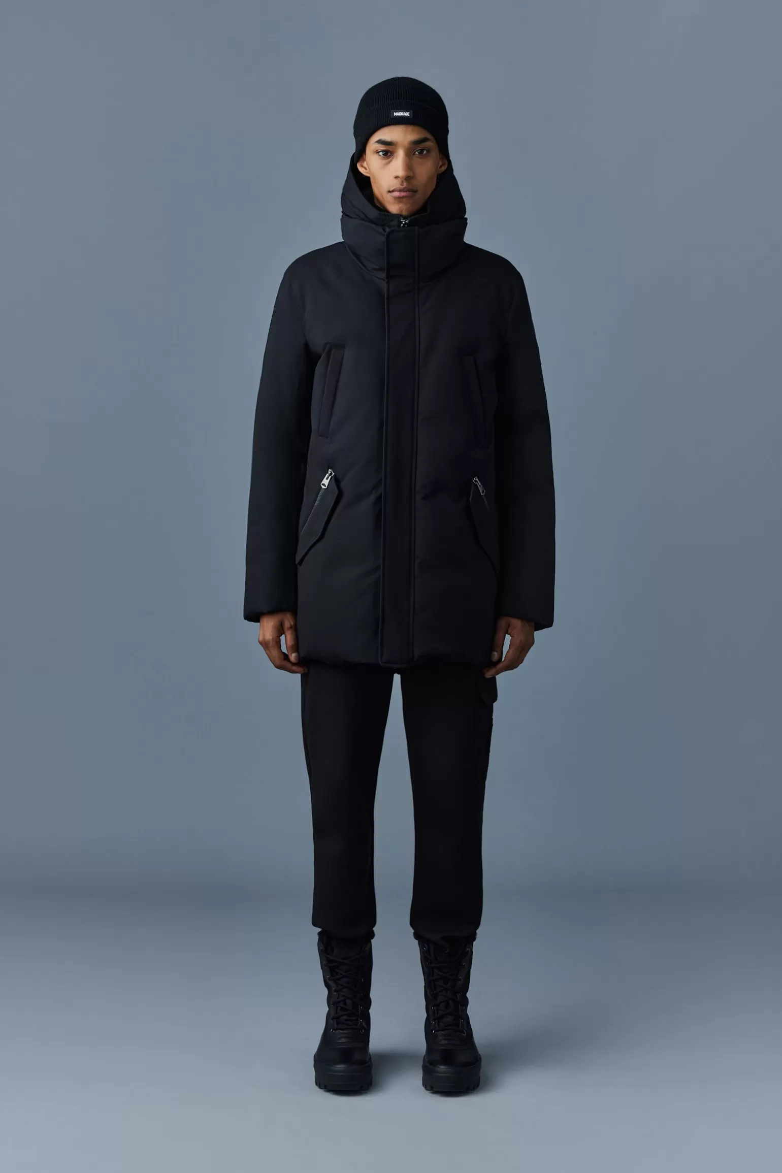 Mackage EDWARD 2-in-1 down coat with removable hooded bib for men Black Store