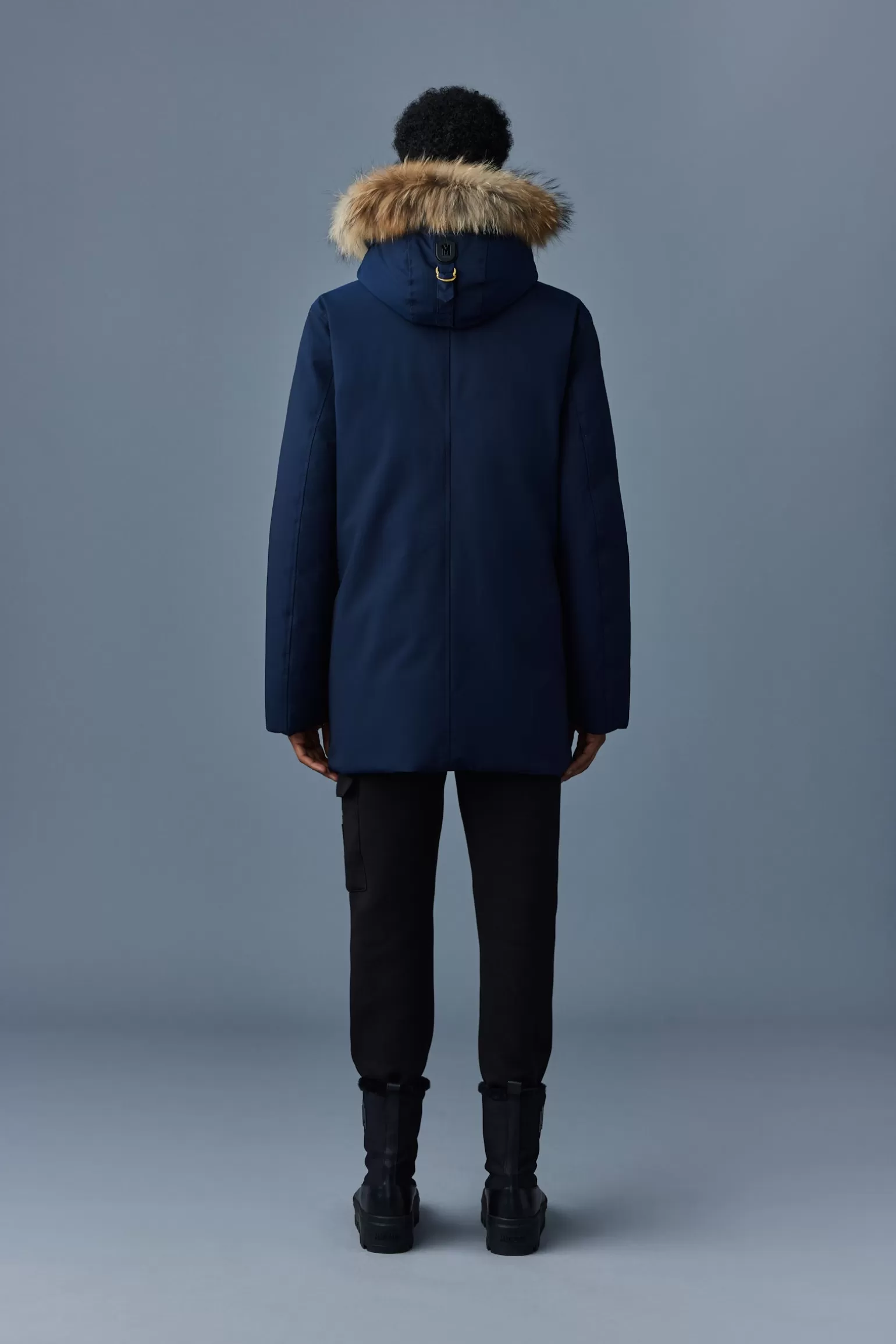 Mackage EDWARD 2-in-1 down parka with hooded bib and natural fur for men Navy Sale