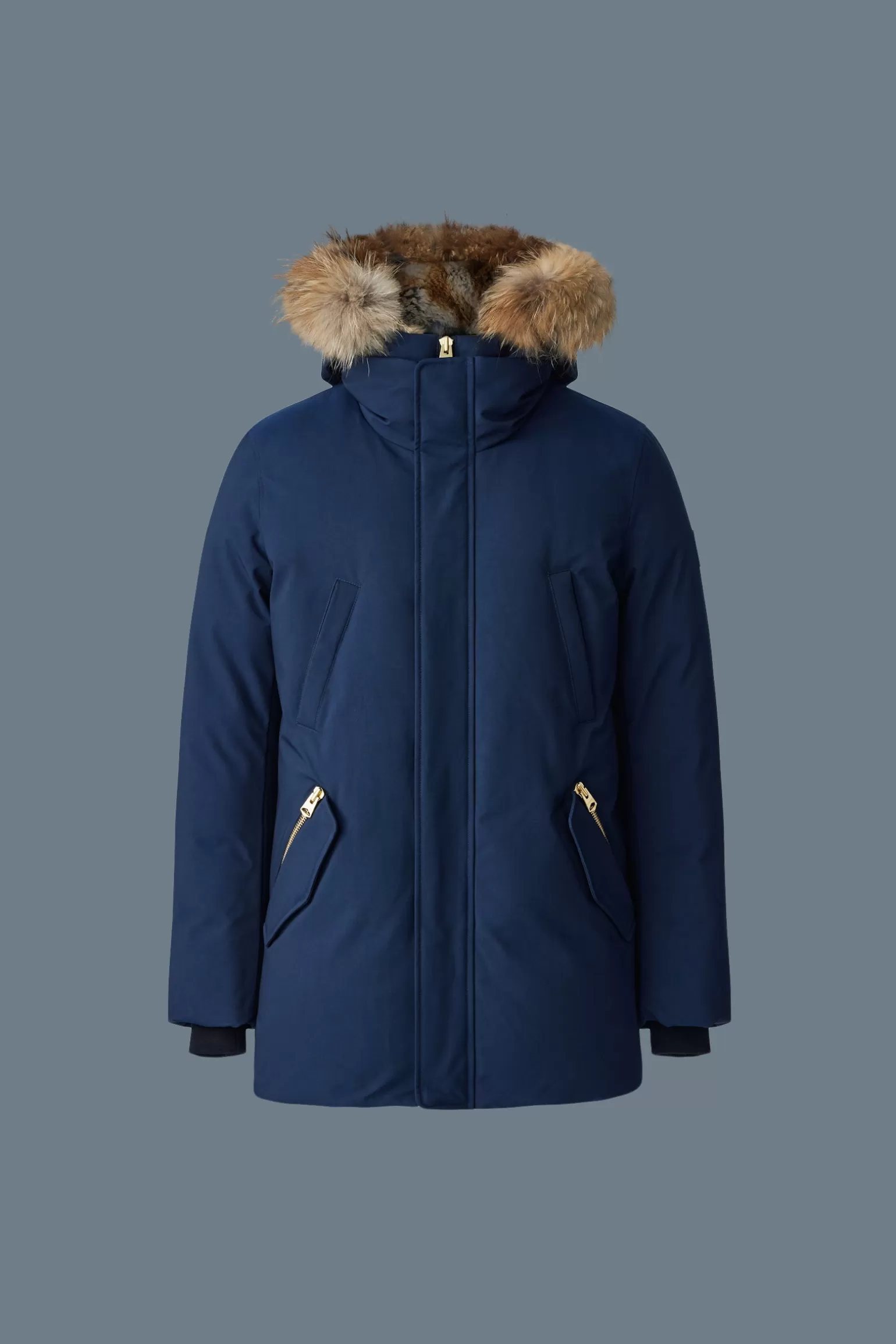 Mackage EDWARD 2-in-1 down parka with hooded bib and natural fur for men Navy Sale