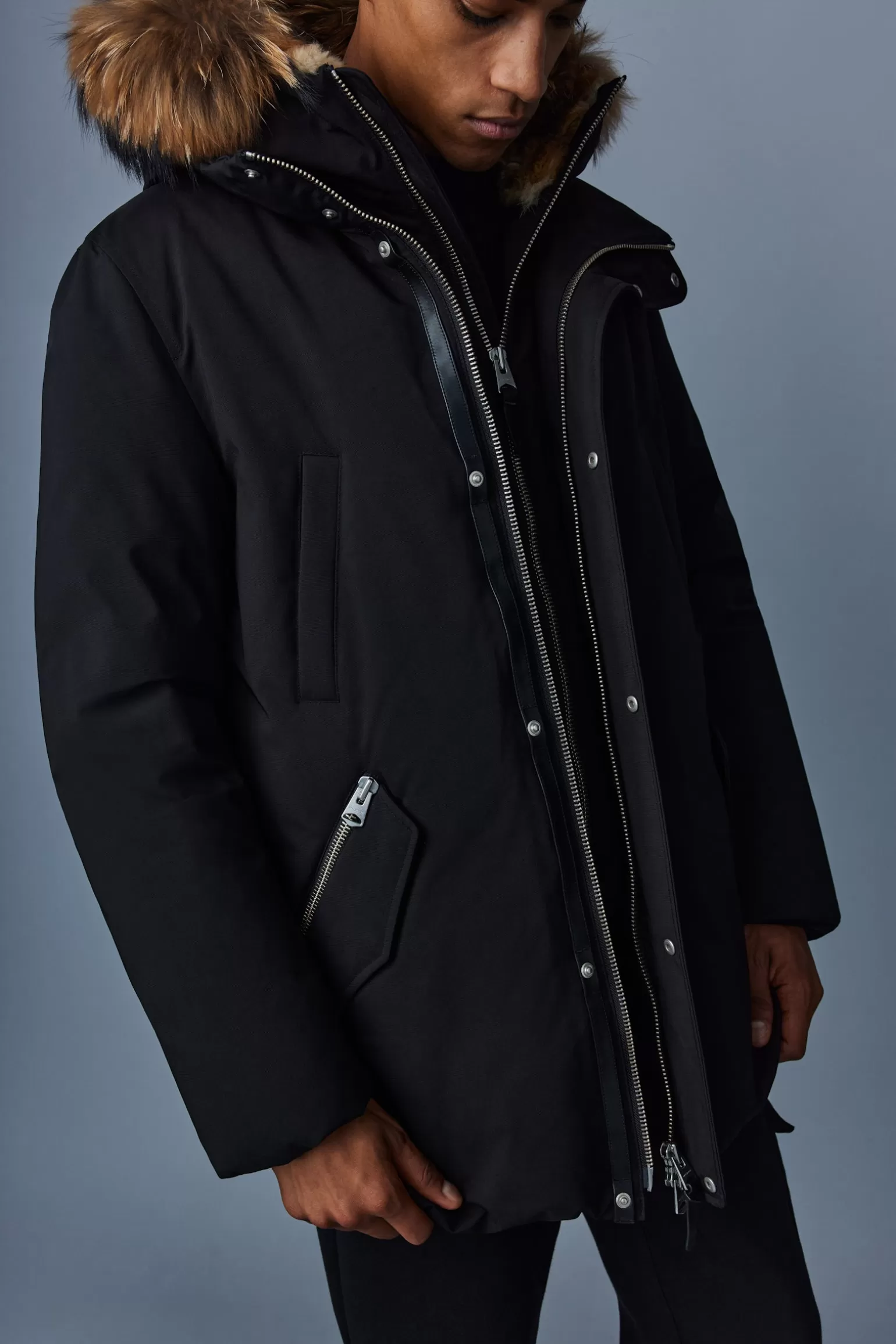 Mackage EDWARD 2-in-1 down parka with hooded bib and natural fur for men Black Cheap