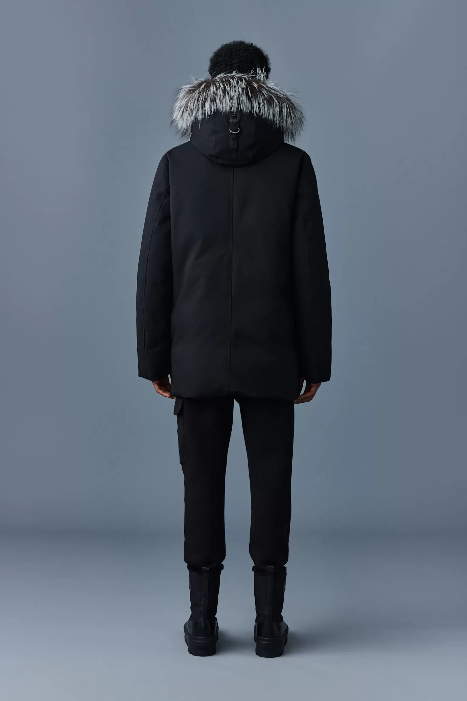 Mackage EDWARD 2-in-1 down parka with hooded bib and silver fox fur Black-Silver Store