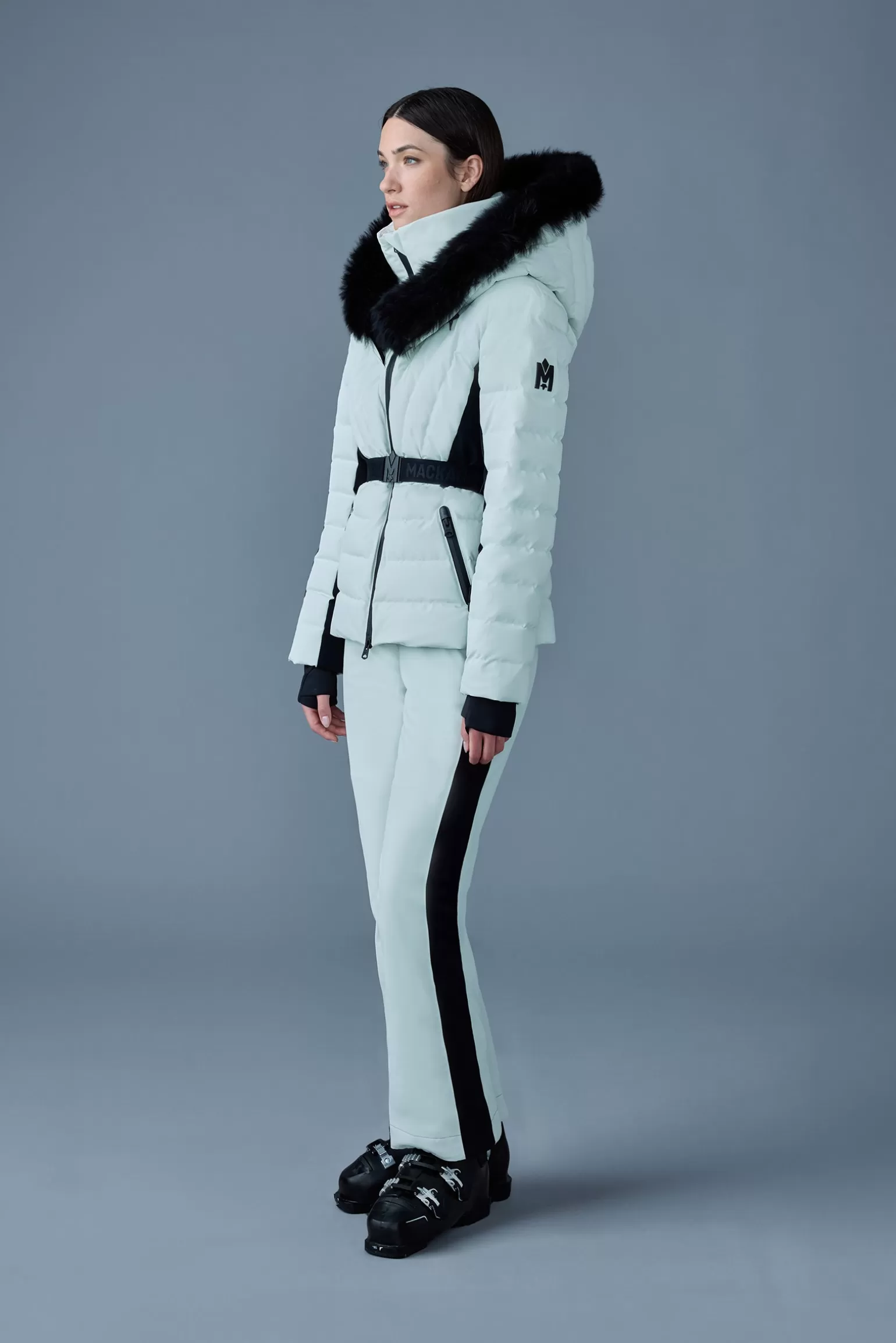 Mackage ELITA Down ski jacket with removable blue fox fur trim Mint Store