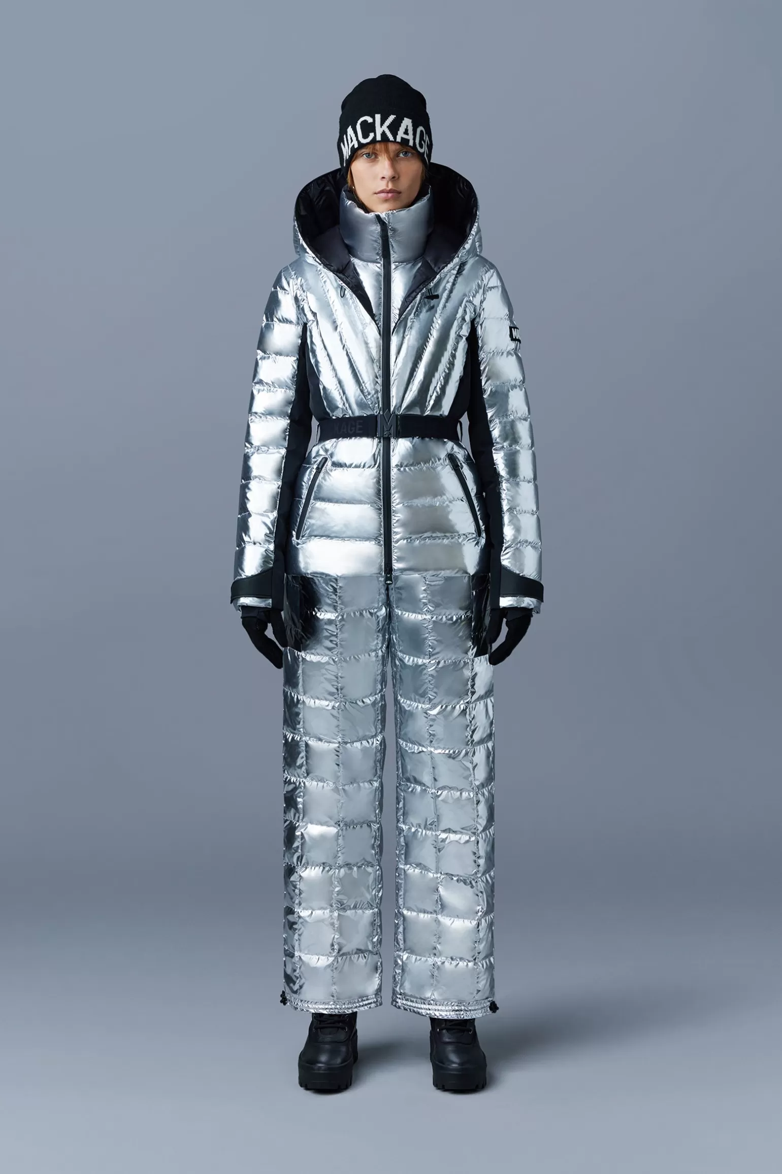 Mackage ELITA metallic light down ski jacket with removable hood Silver Flash Sale