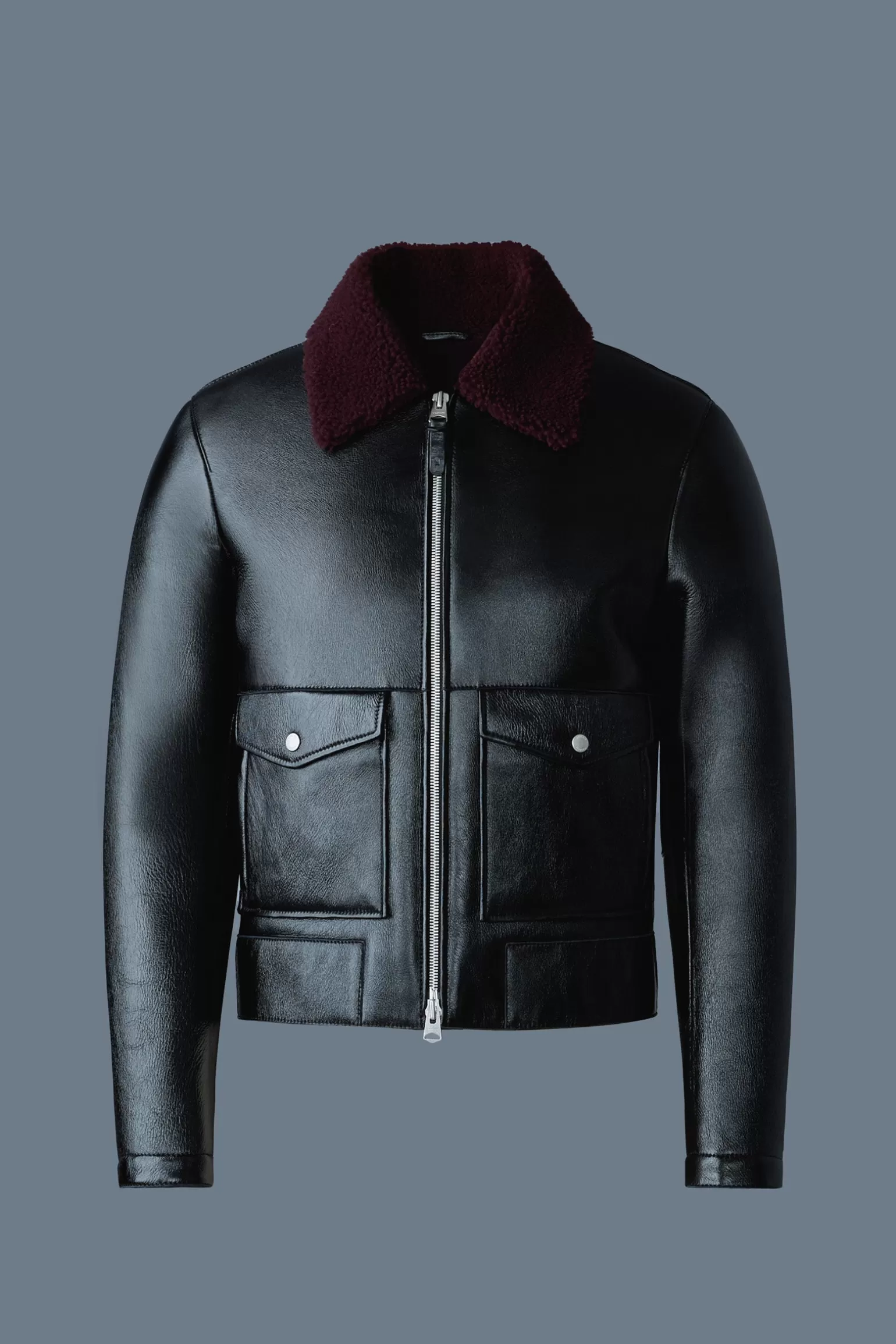 Mackage ENZO Sheepskin jacket with shearling collar Black-Garnet Fashion