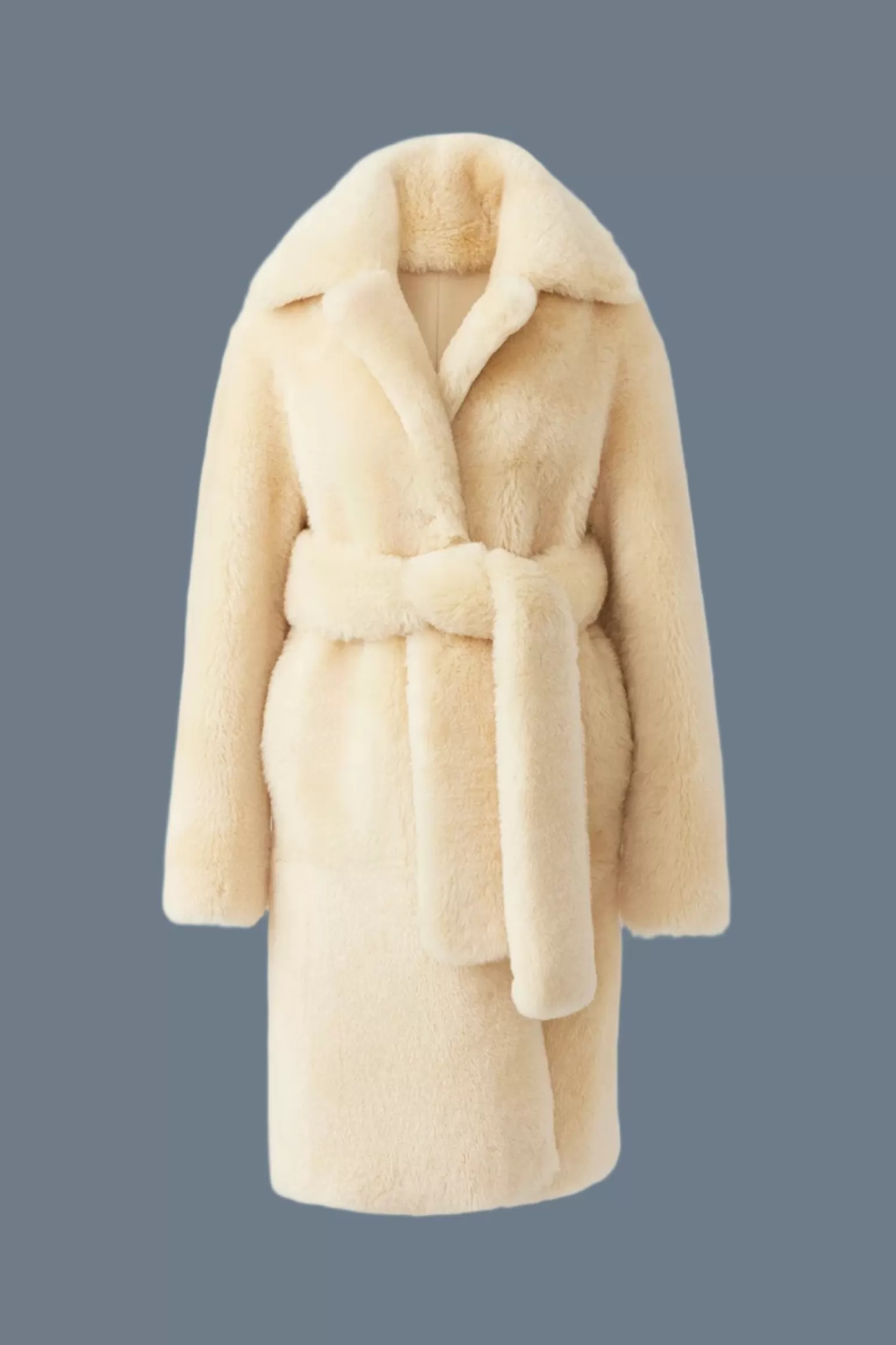 Mackage ETIENNE Shearling coat with belt Ceramic Flash Sale