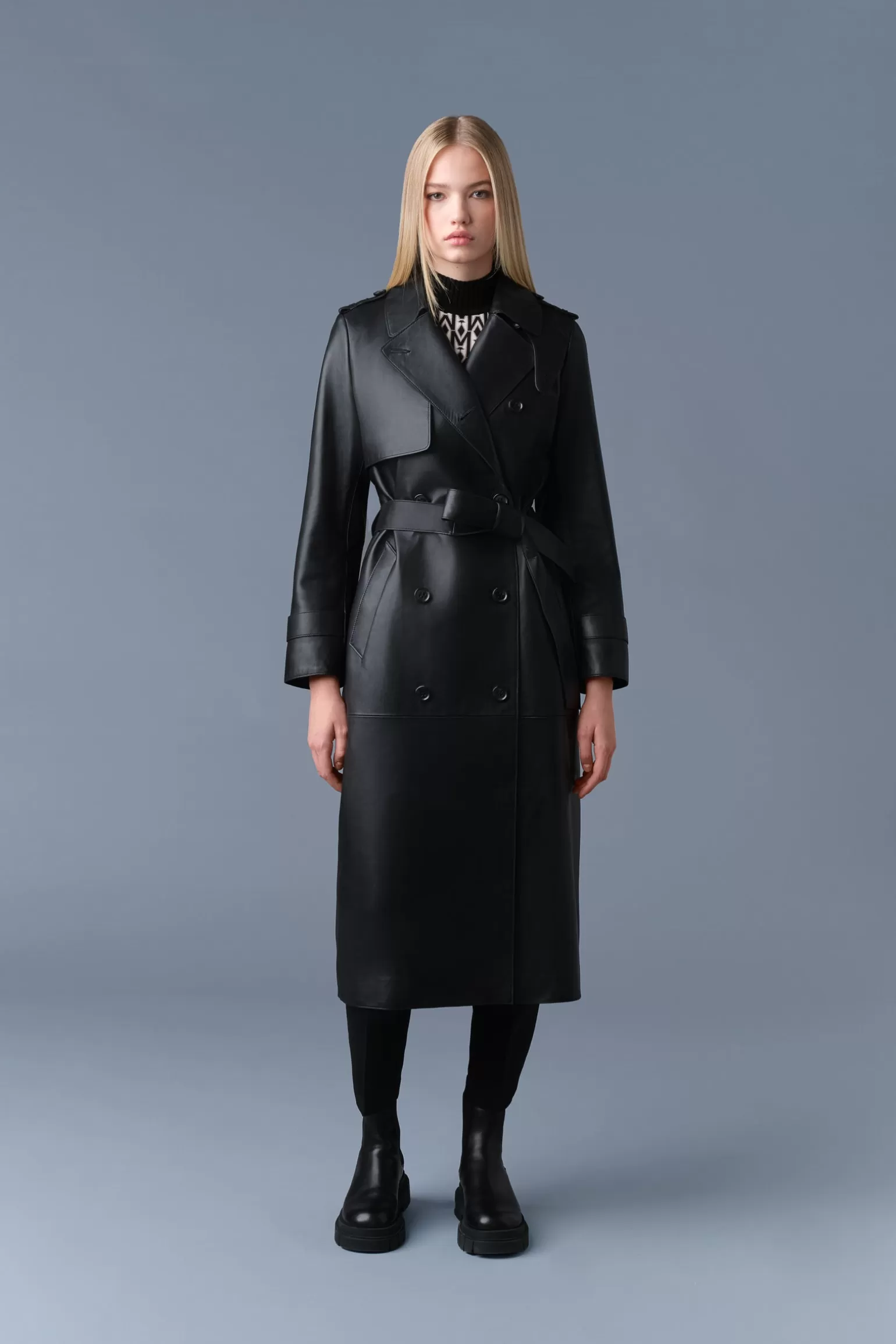 Mackage GAEL-V Maxi Leather Trench Coat Black Outlet