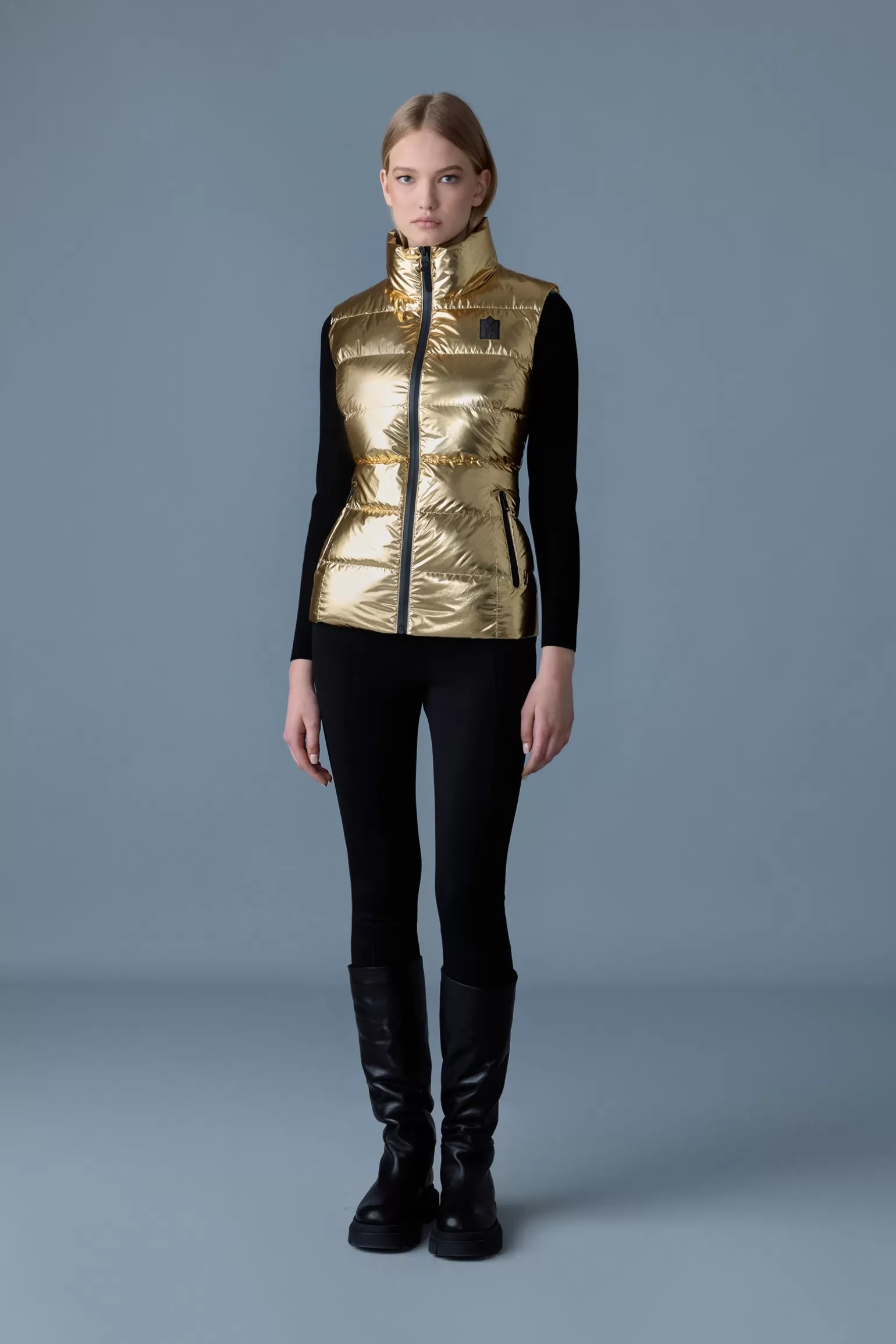 Mackage GISELA-M Metallic laminate light down vest Gold Fashion