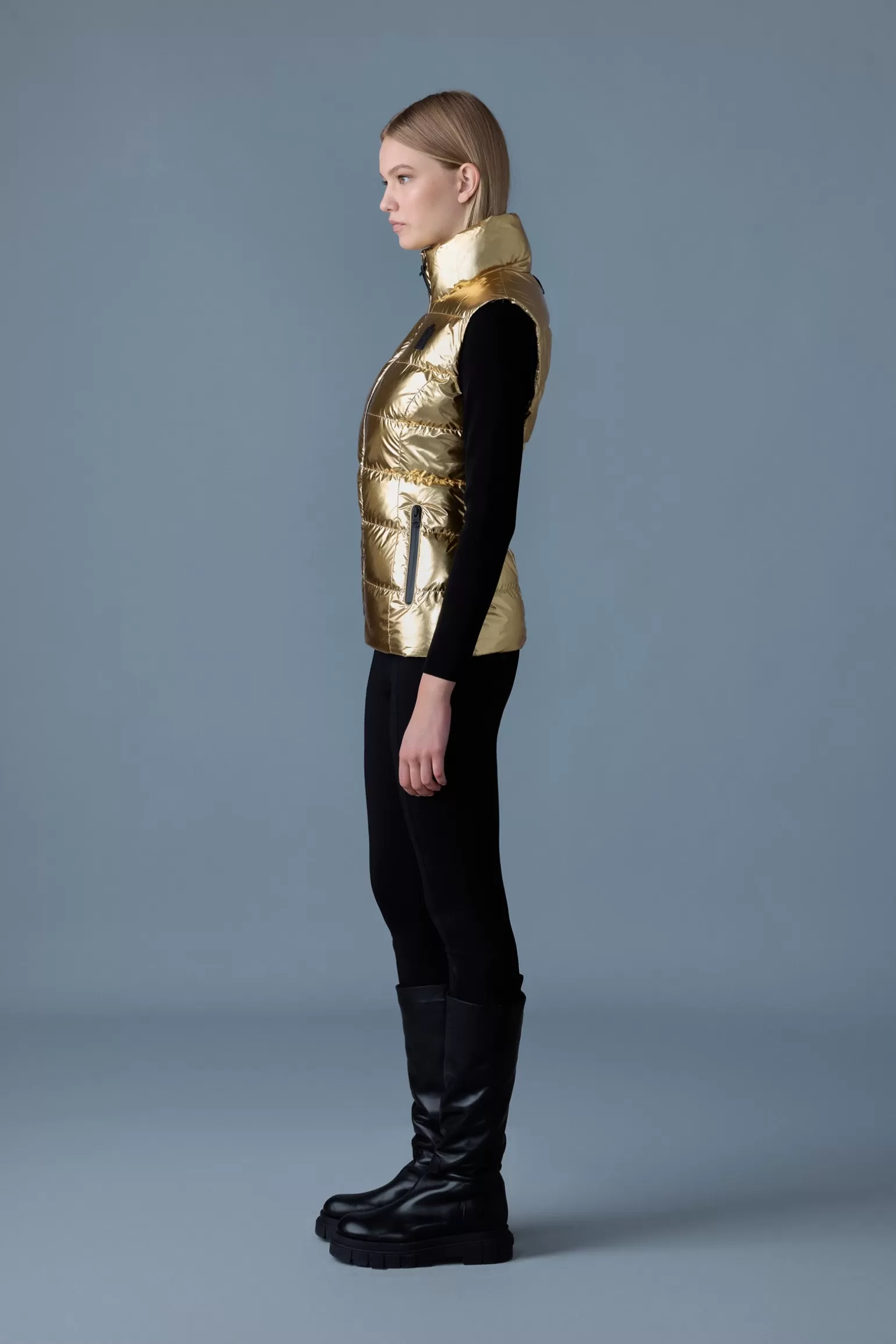 Mackage GISELA-M Metallic laminate light down vest Gold Fashion