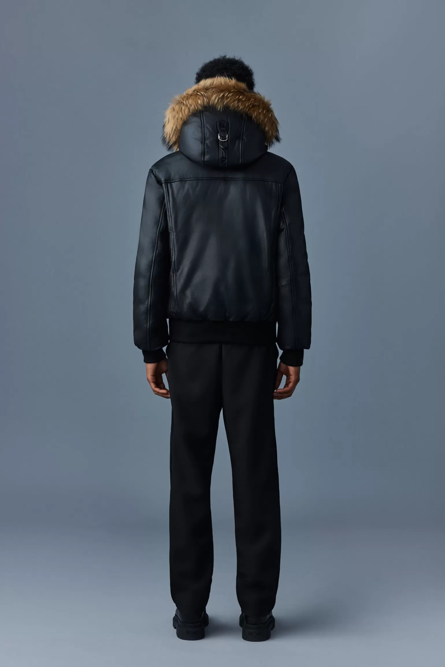 Mackage GLEN 2-in-1 (r) Leather bomber jacket with hooded bib & natural fur Black Discount