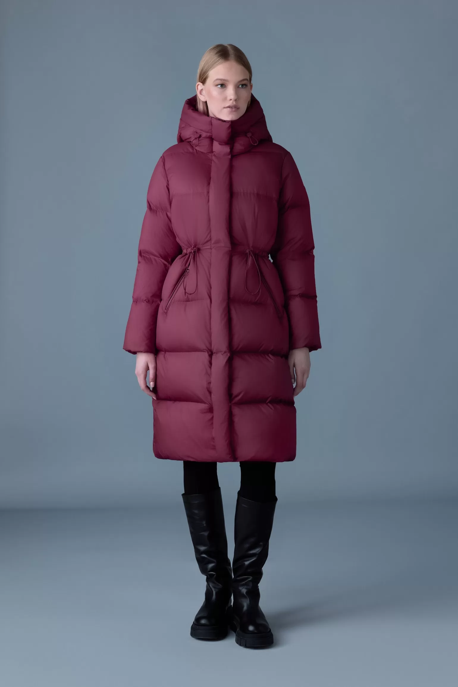 Mackage ISHANI-SW Softwash long down coat with hood Garnet Hot