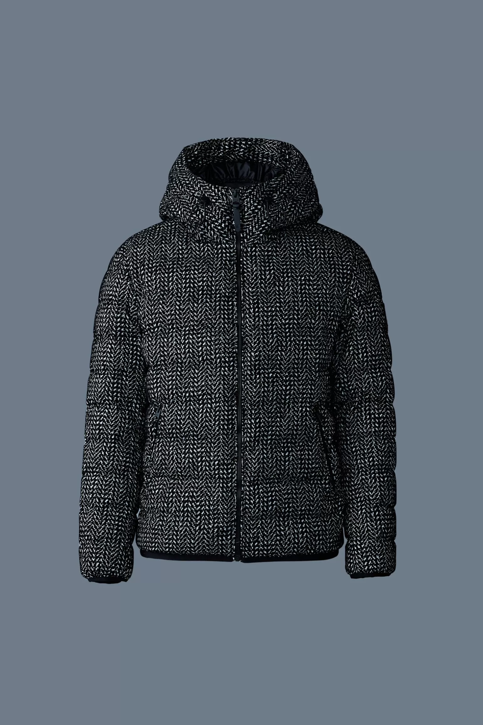 Mackage JACK-FLP Flocked light down jacket with hood Black-White Clearance