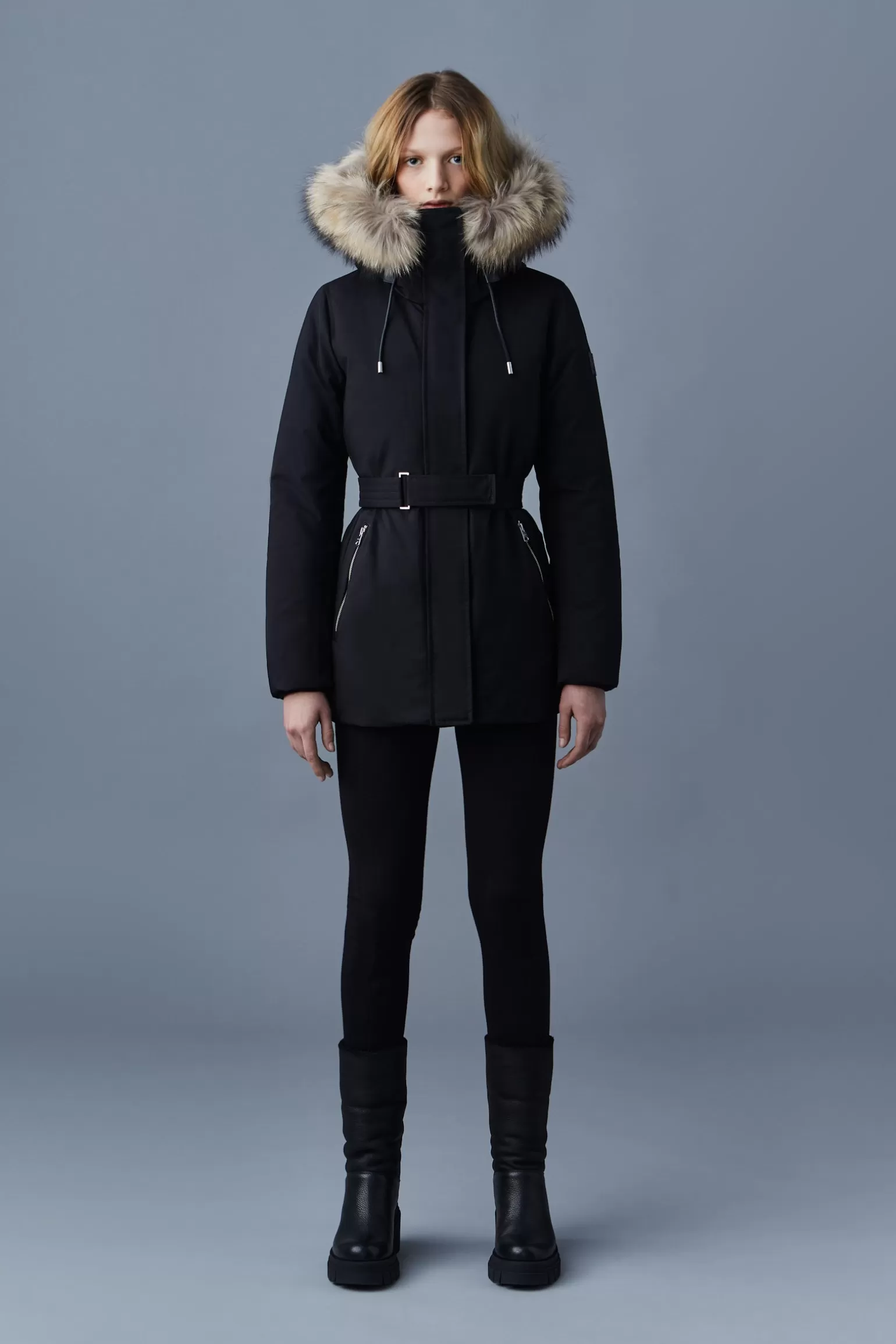 Mackage JENI 2-in-1 down parka with removable bib and natural fur Black Discount