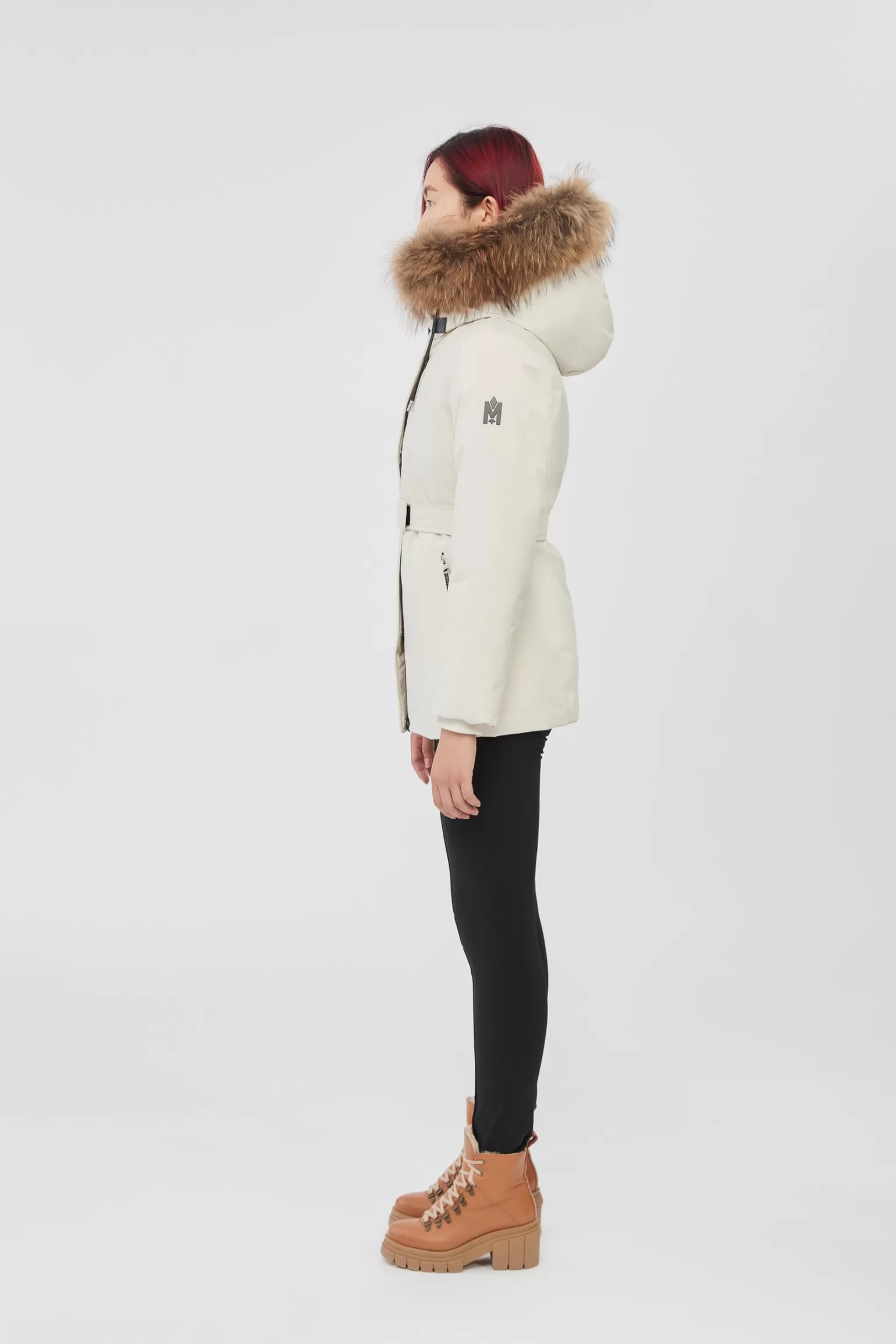 Mackage JENI 2-in-1 down parka with removable bib and natural fur Cream Shop