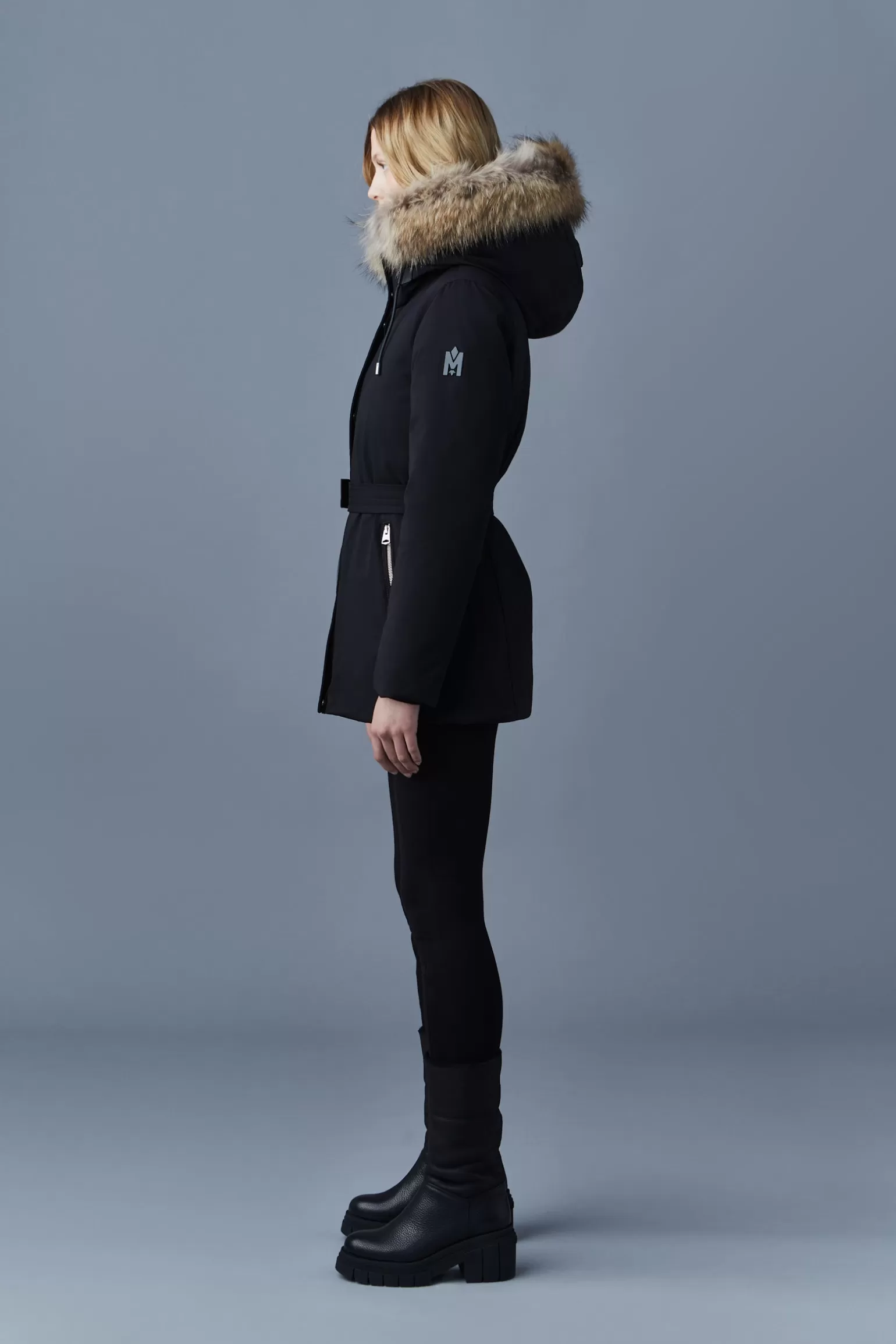 Mackage JENI 2-in-1 down parka with removable bib and natural fur Black Discount