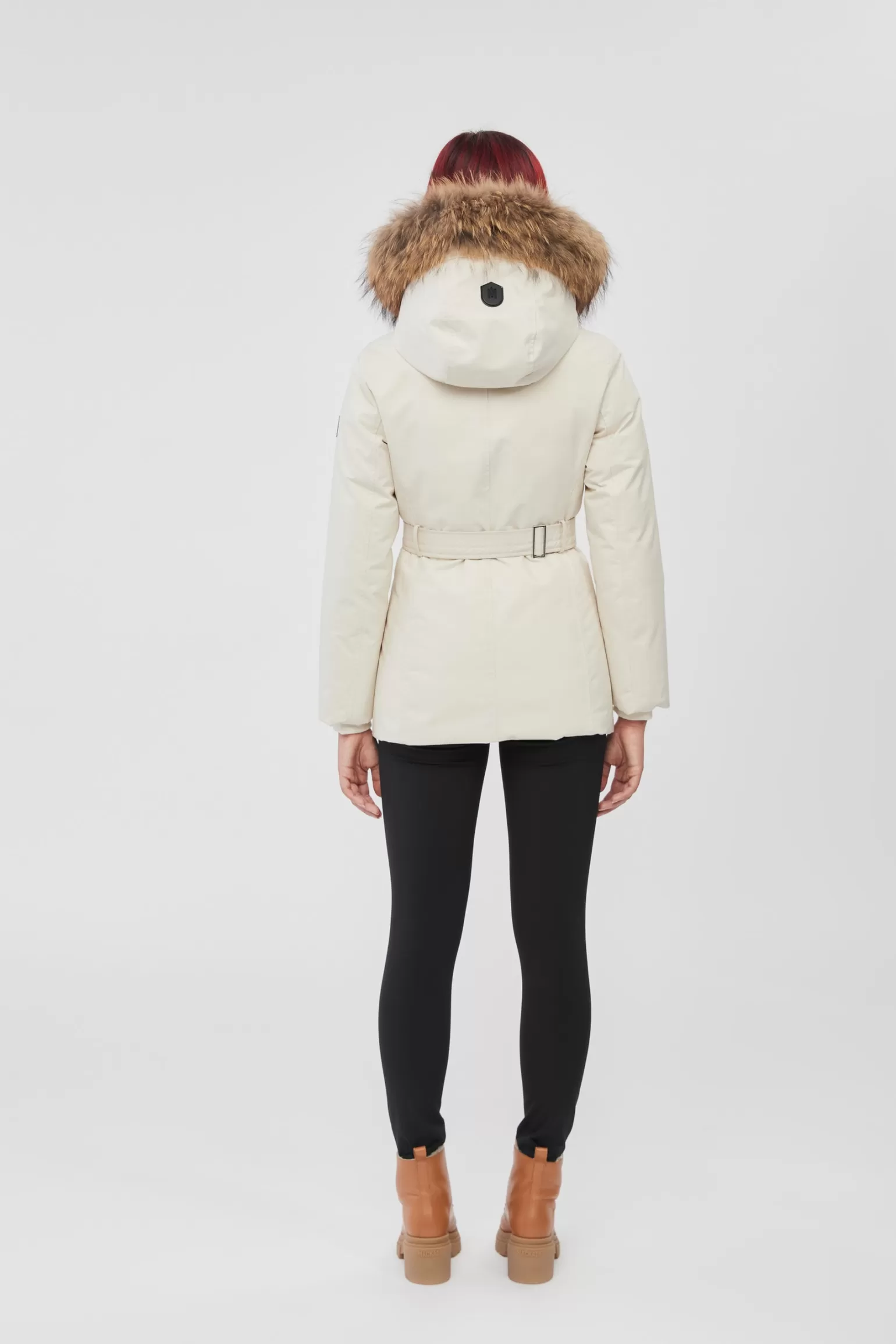 Mackage JENI 2-in-1 down parka with removable bib and natural fur Cream Shop