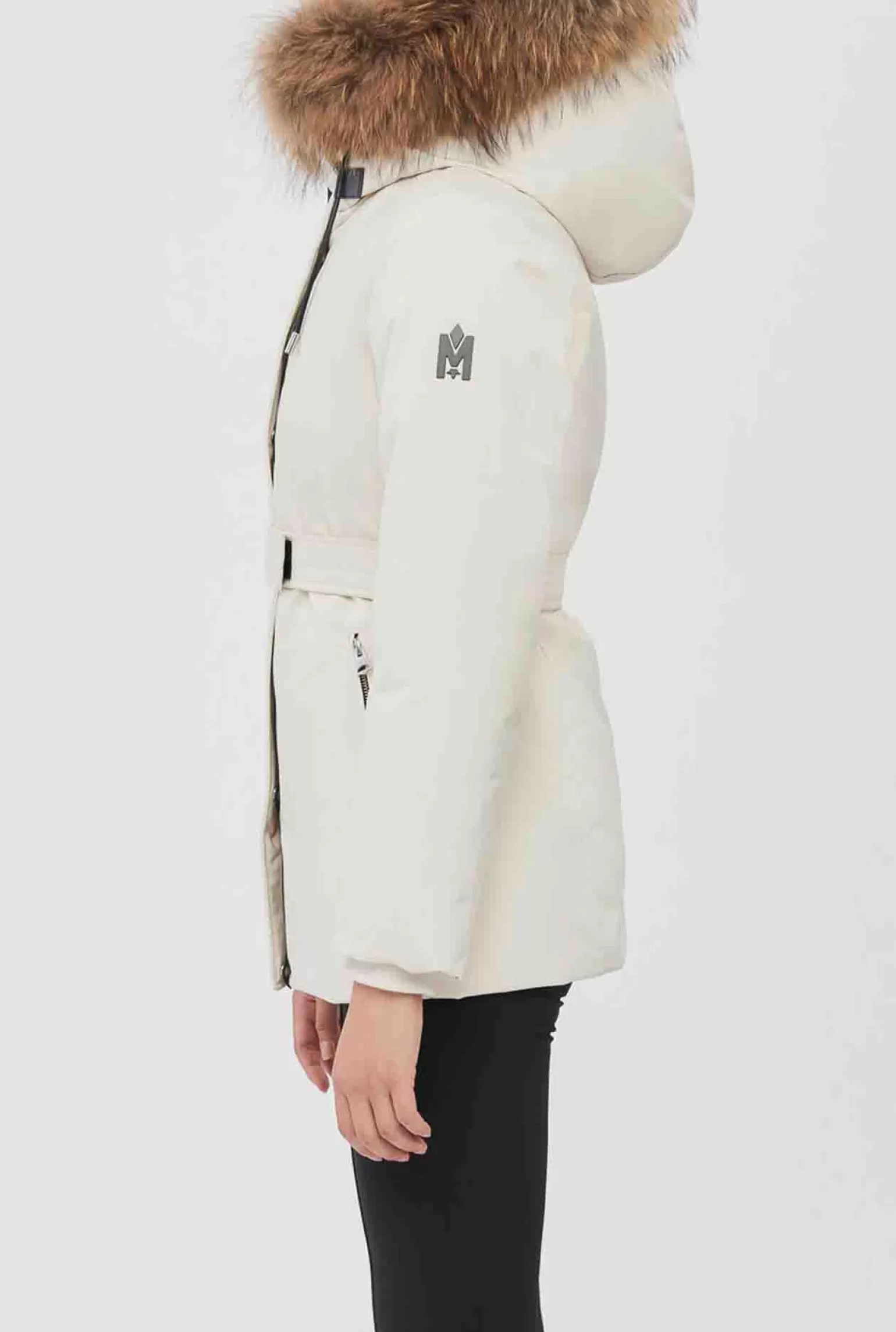Mackage JENI 2-in-1 down parka with removable bib and natural fur Cream Shop