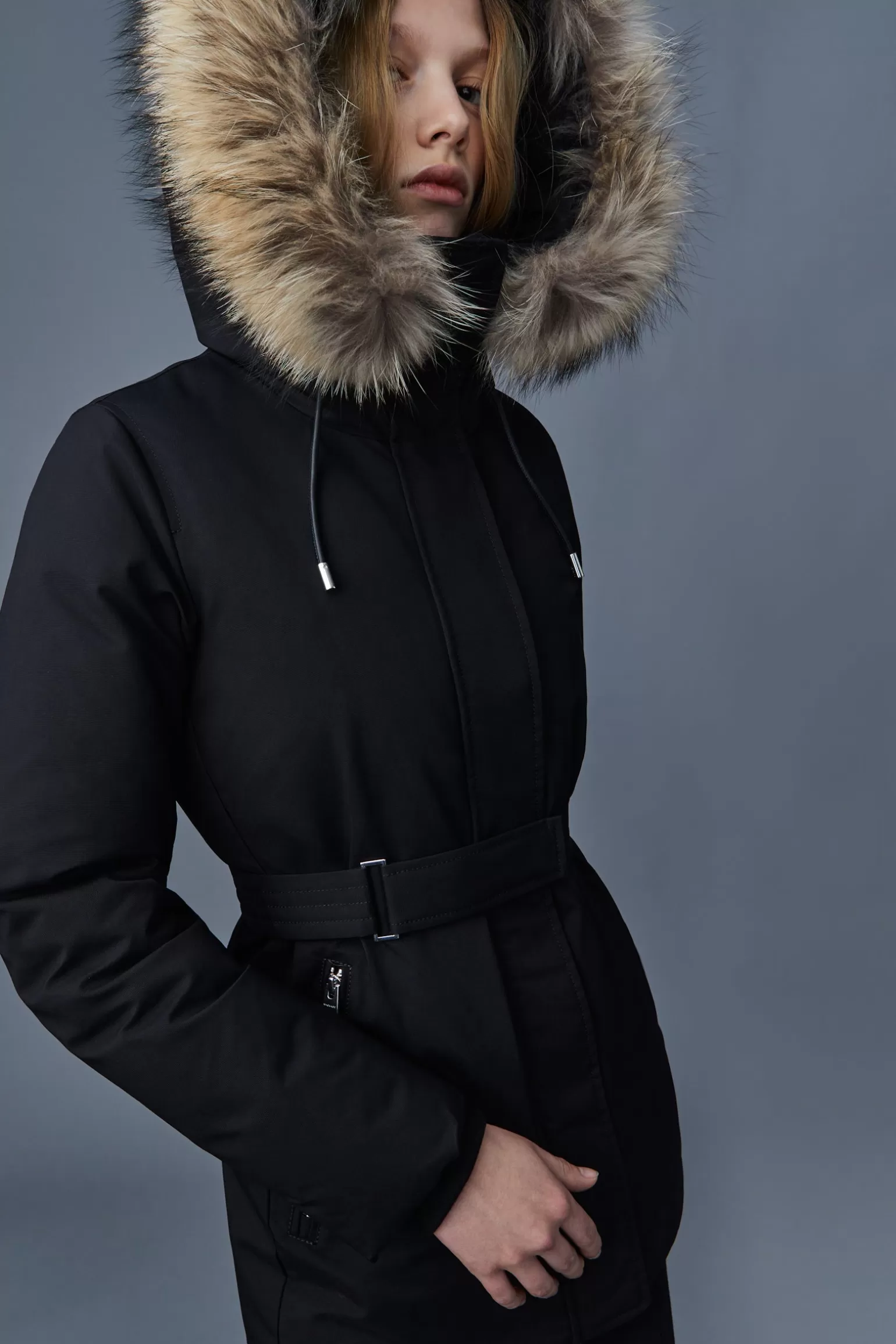 Mackage JENI 2-in-1 down parka with removable bib and natural fur Black Discount