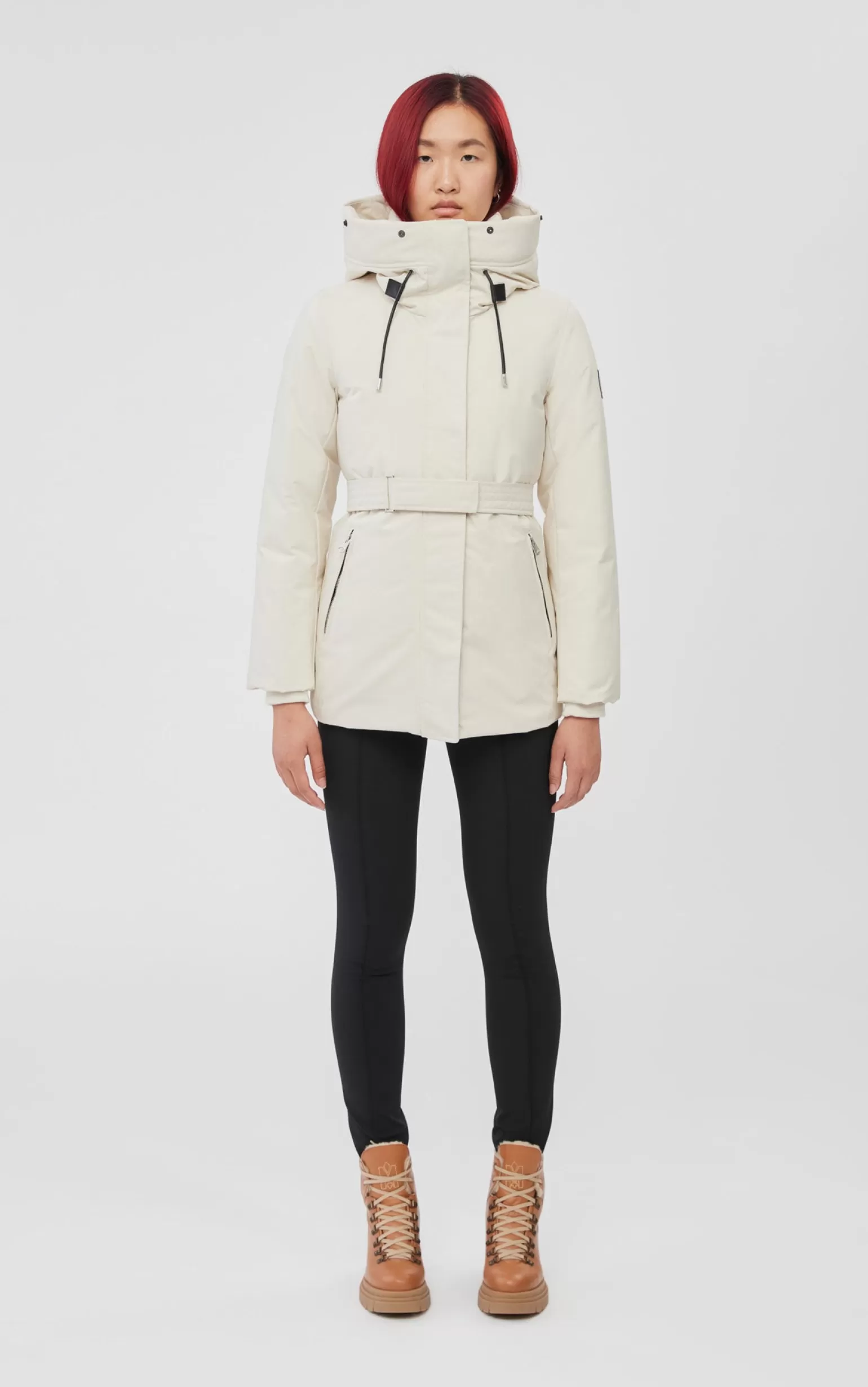 Mackage JENI 2-in-1 down parka with removable bib and natural fur Cream Shop