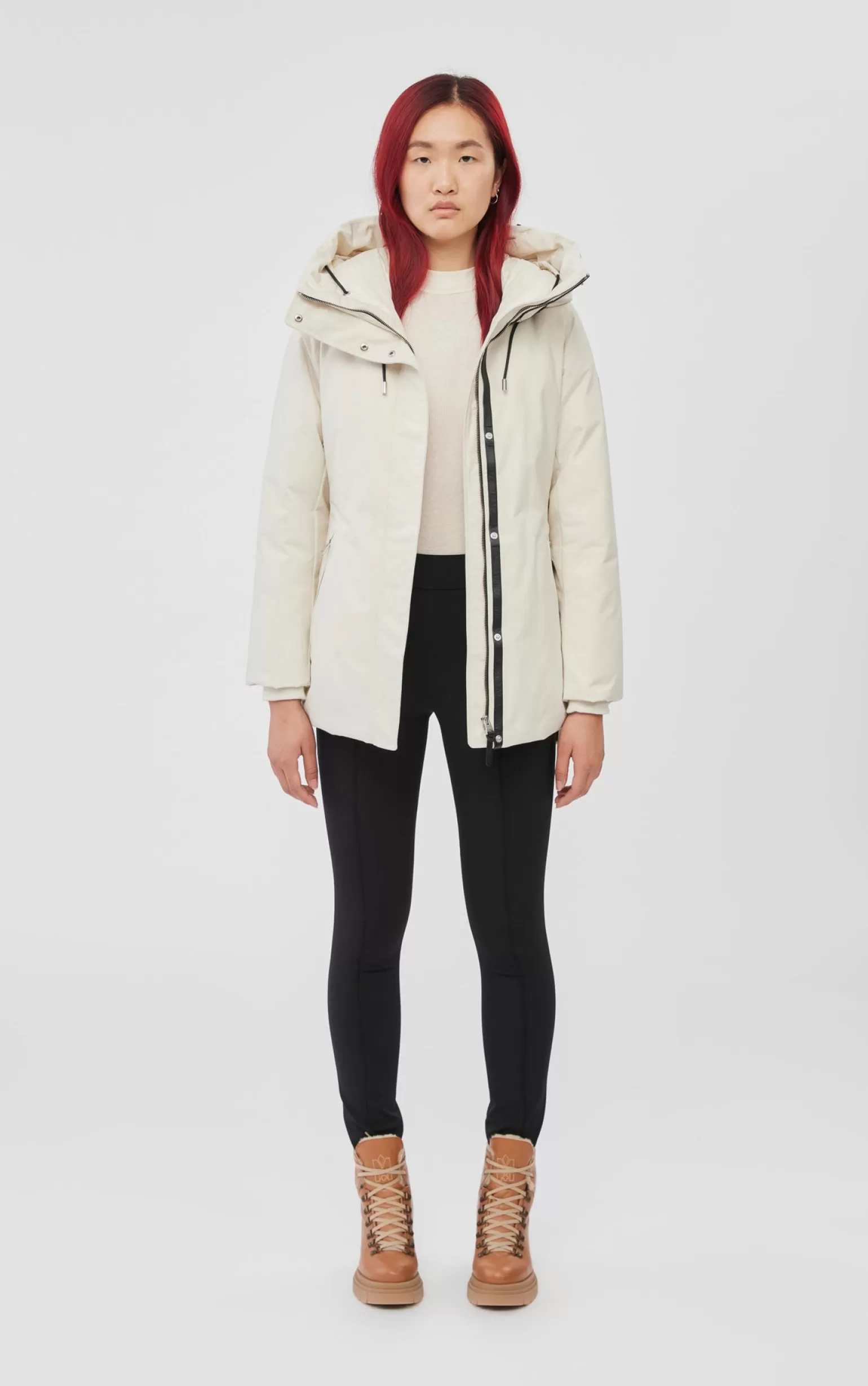 Mackage JENI 2-in-1 down parka with removable bib and natural fur Cream Shop